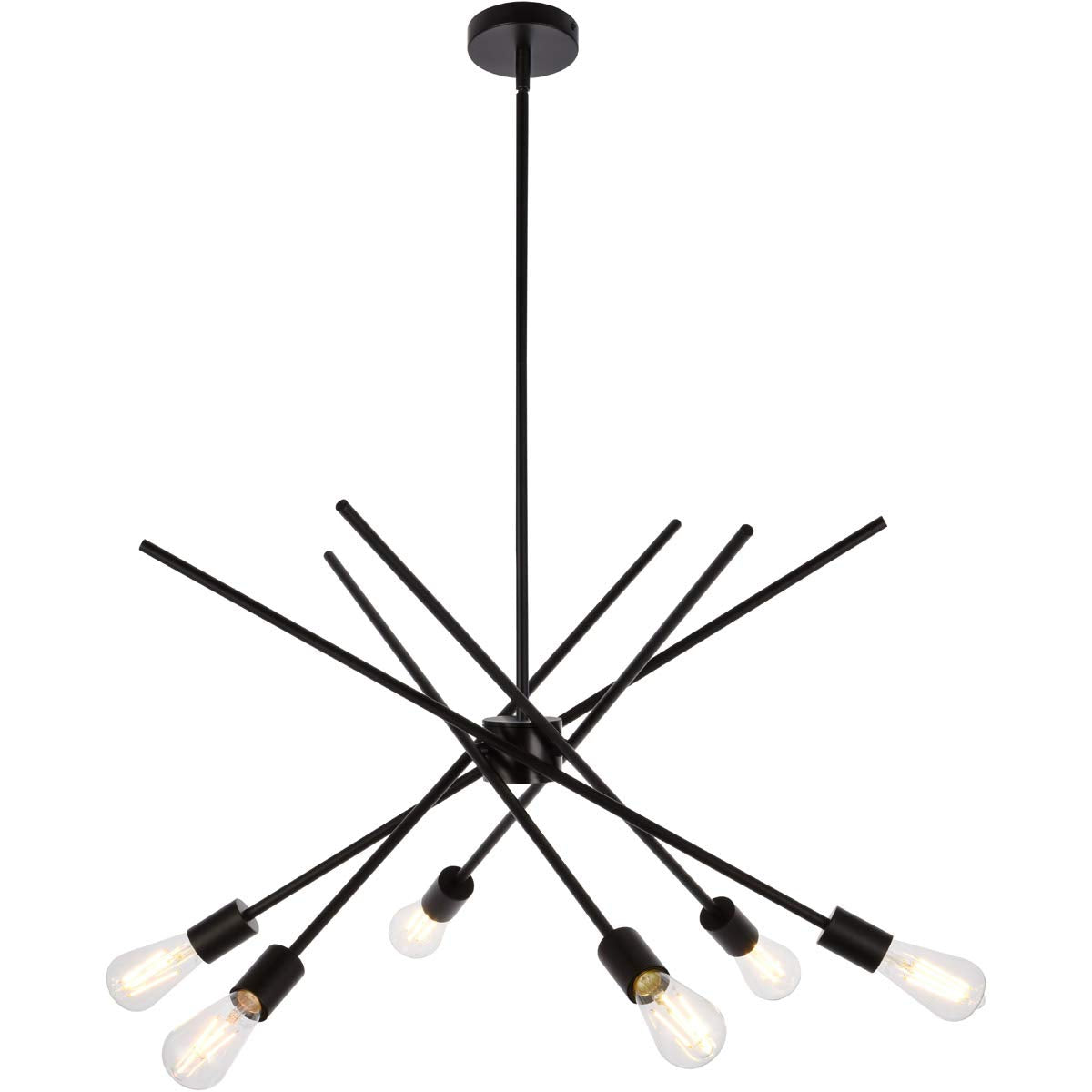 Elegant Lighting Living District Armin 6-Light Mid-Century Metal Pendant in Black