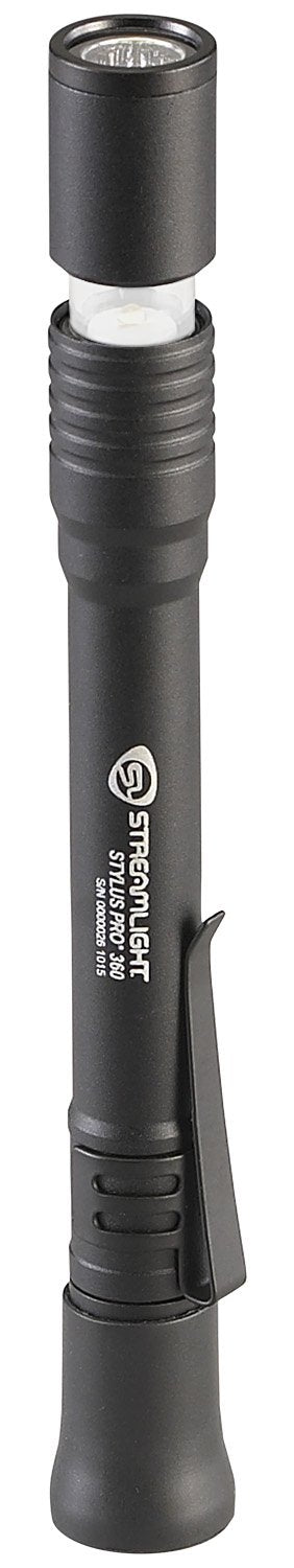 Streamlight 66218 Stylus Pro 64-Lumen 360 Penlight/Lantern Combo Flashlight With 2 Aaa Alkaline Batteries, Black