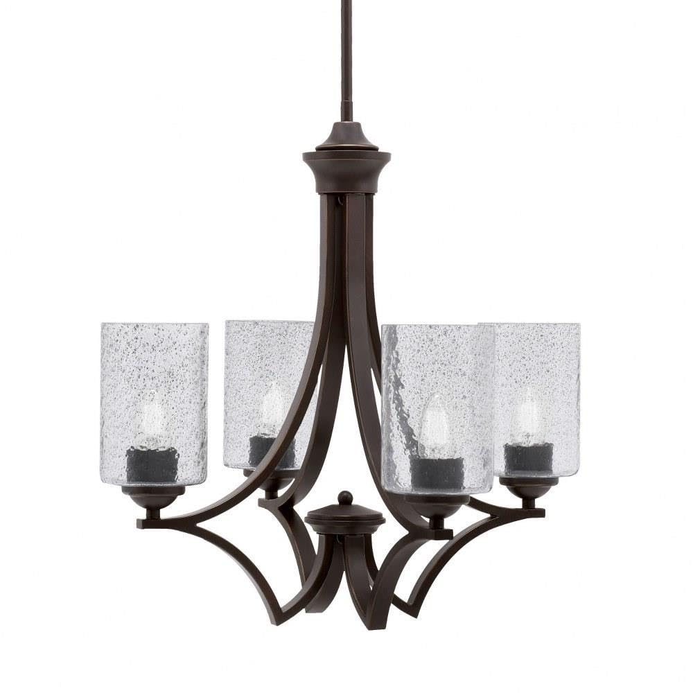 Toltec Lighting 564-DG-3002 Zilo - 4 Light Uplight Chandelier-19.75 Inches Tall and 19.25 Inches Wide, Finish Color: Dark Granite, Glass Color: Smoke Bubble