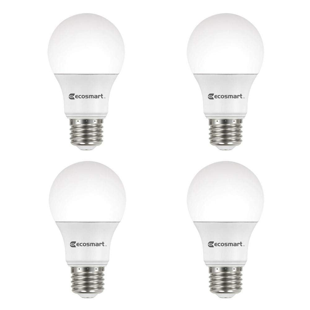 EcoSmart Dimmable LED Light Bulb, 60W Equivalent, Soft White, 4-Pack, Energy Star, A19 Model
