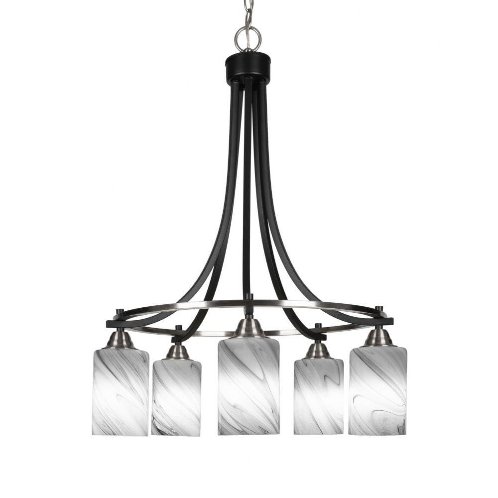 Toltec Lighting Paramount 5 Light Chandelier in Matte Black & Brushed Nickel (3415-MBBN-3009)