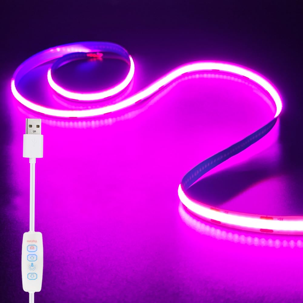 ZSLAIFU COB LED Band Lights Pink 3.28ft  5V Dimmable LED Light Band  Flexible USB Light Band for Cabinet  TV Backlighting  Bedroom  Kitchen  Home DIY Lighting