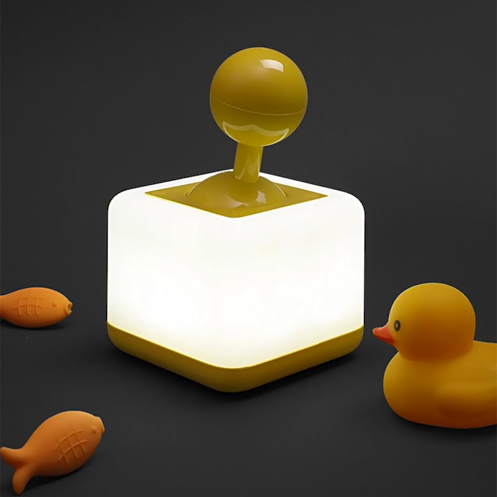 ipalmay Nursery Night Light, USB Rechargeable, Toggle Switch, 2 Light Modes, Plastic, Yellow, Model PM108