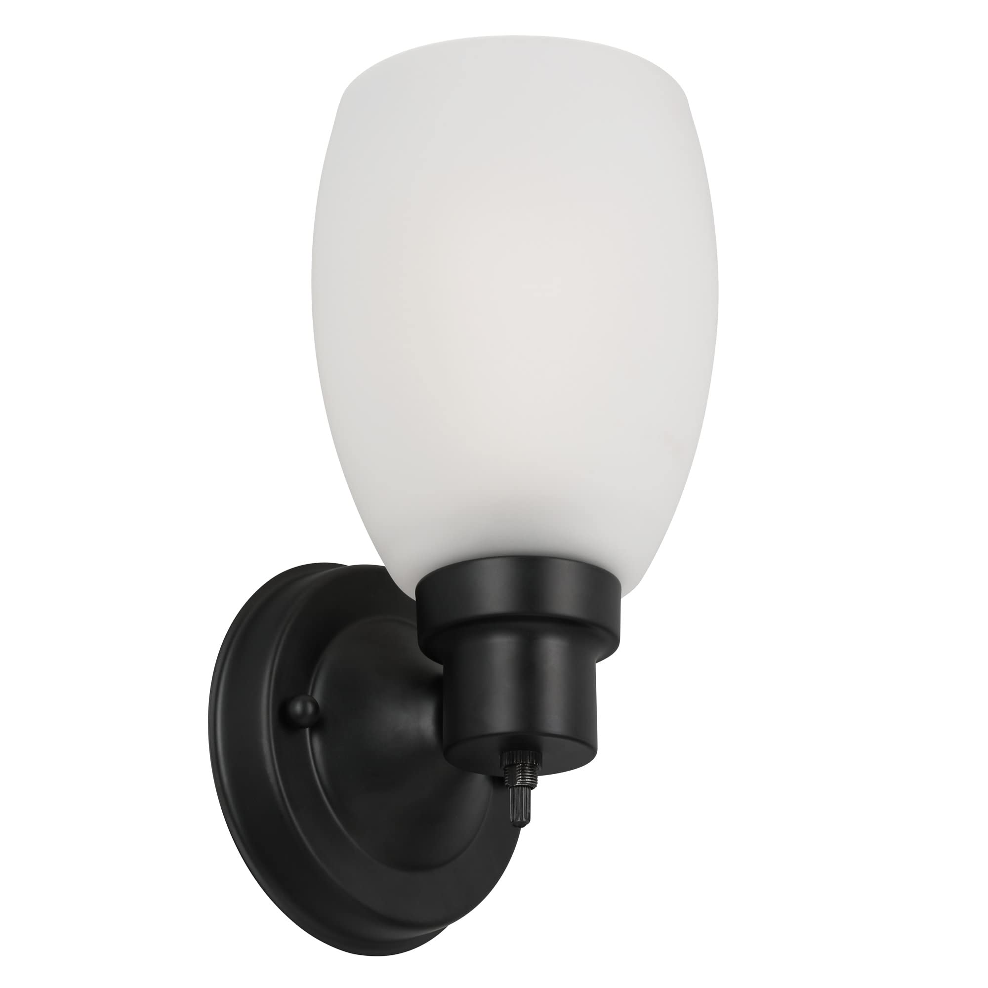 Design House Lydia Wall Sconce, 1 Light, Frosted Glass, Dimmable, Twist On/Off Switch, Matte Black, 4.88 In X 5.125 In X 9.75 In