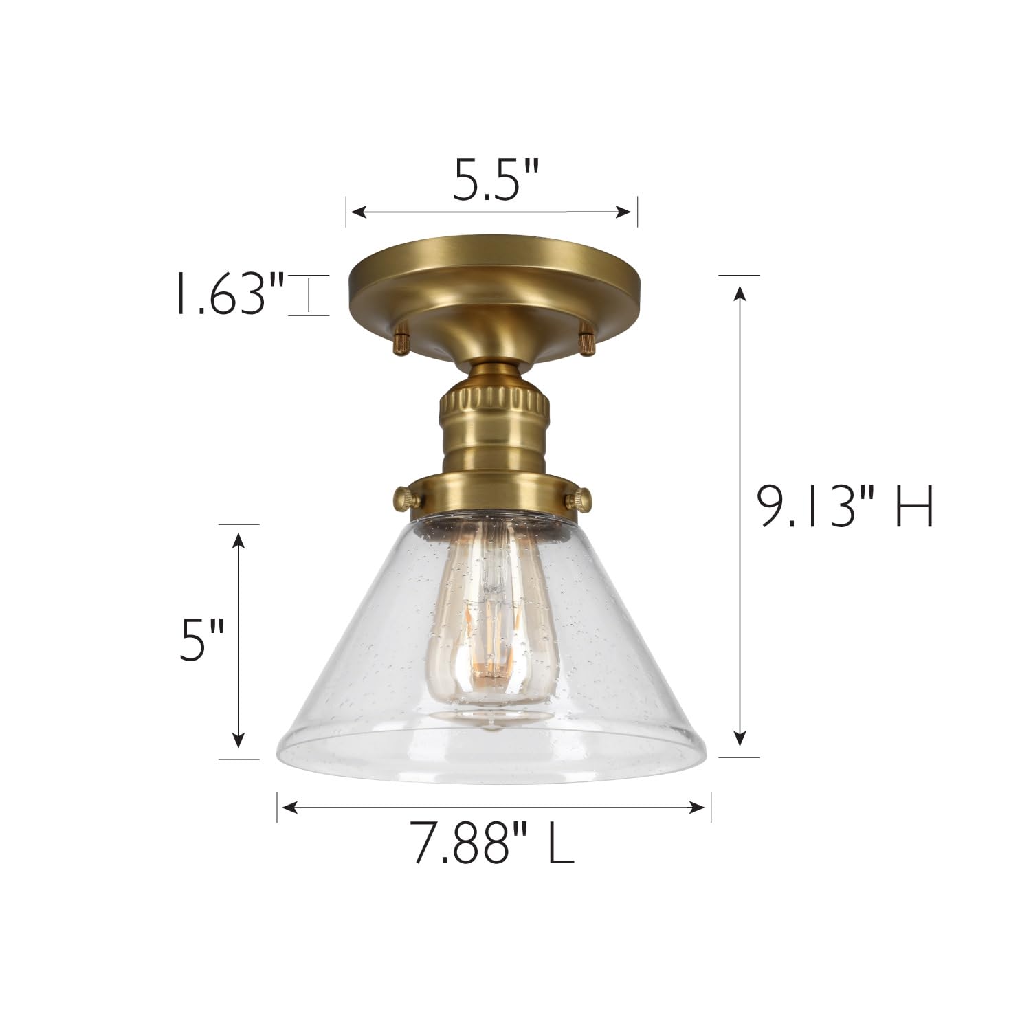 Design House 589069-Sg Augustin Transitional 1 Indoor Dimmable Ceiling Light Fixture With Clear Seedy Glass Shade For Kitchen Ha