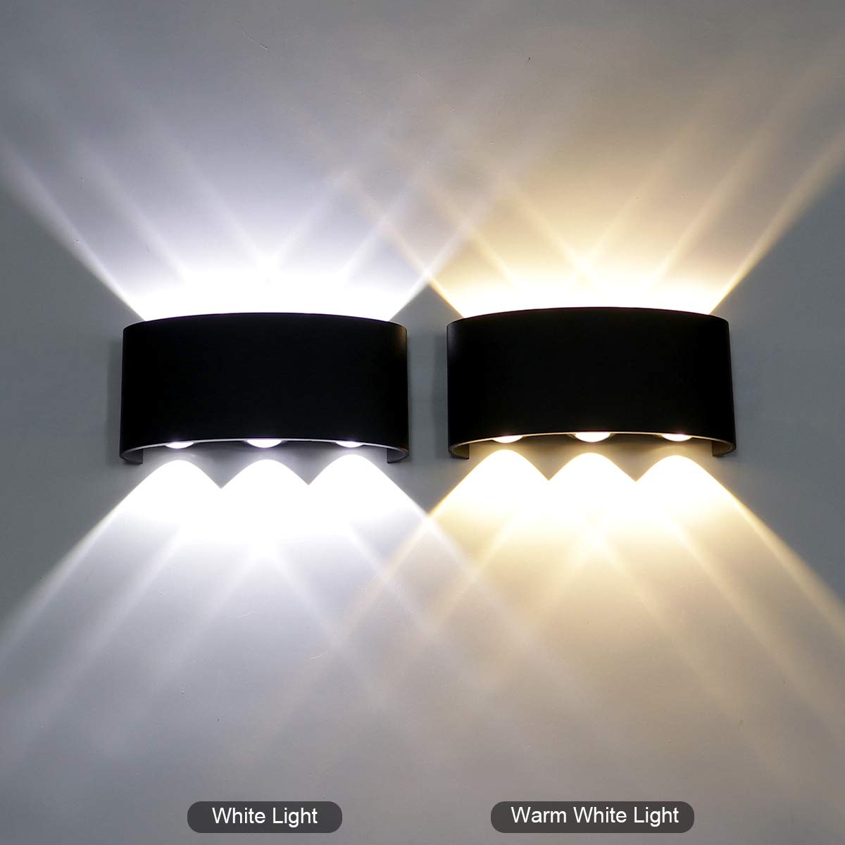 Kawell LED Wall Sconce Light, 6W Up Down, Matte Black-Warm White, Model 33-AU556-BK-WW, Indoor Outdoor for Bathroom, Porch, Garden