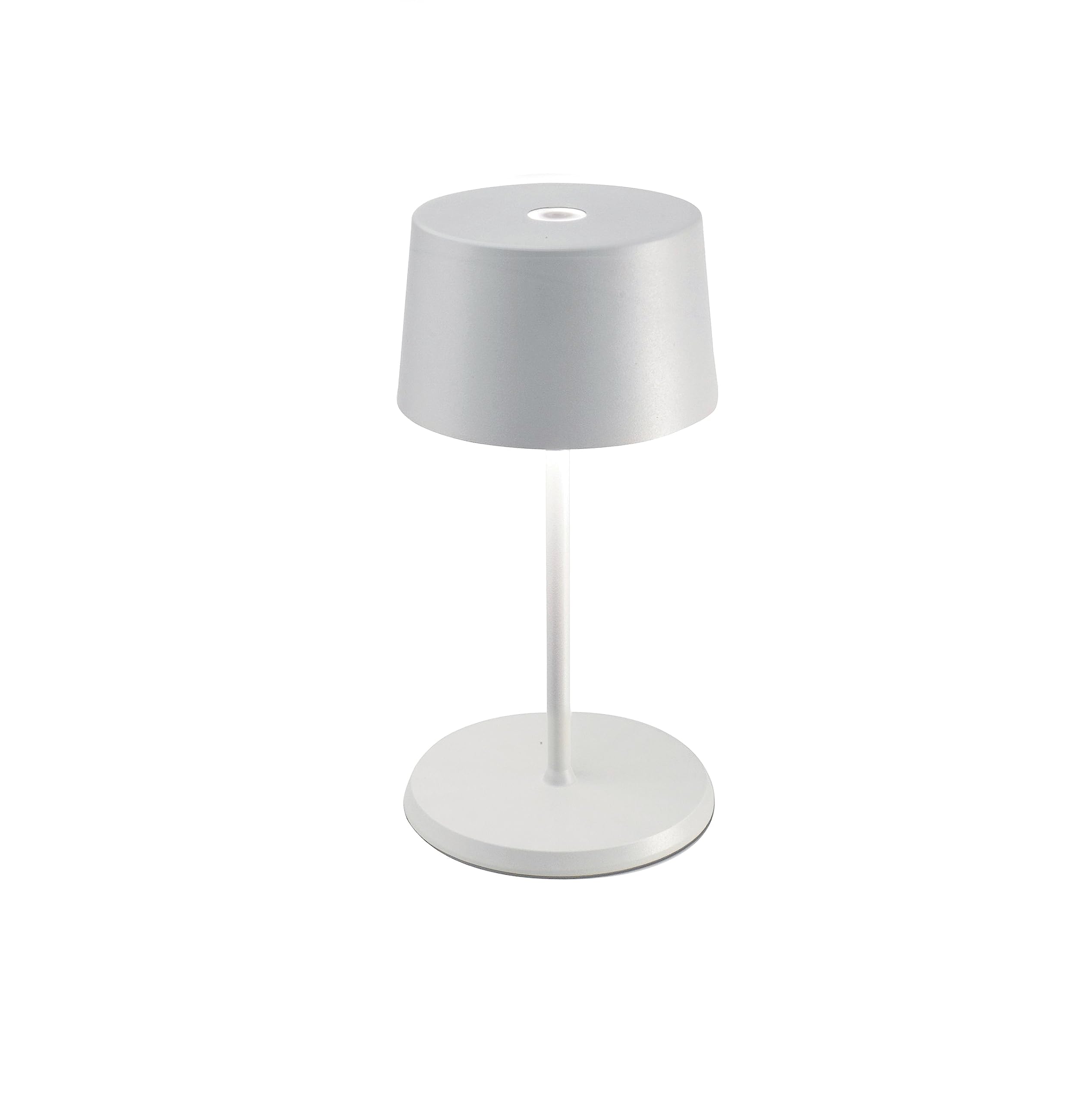 Zafferano Olivia Mini Lamp, Portable Touch-Controlled Table Lamp, 8.7in Height, Rechargeable, White, Model LD0860B4