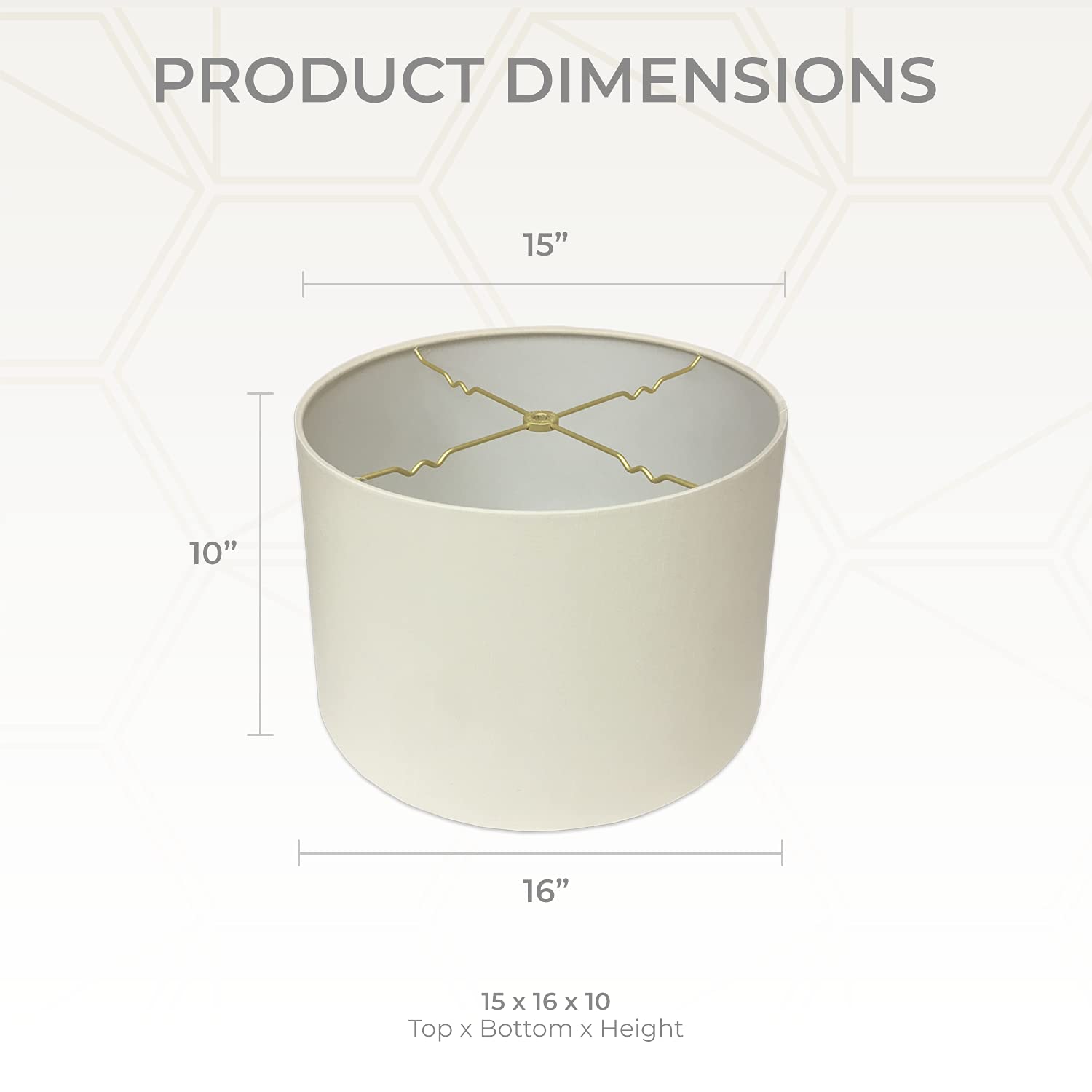 Royal Designs, Inc. Shallow Drum Lamp Shade Fabric 15x16x10 inches Eggshell Model HB-610-16EG