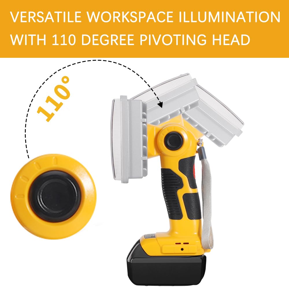 Dteztech 20V Light For Dewalt 20V Max Lithium-Ion Battery, 40W 4200Lm Flashlight With Usb Port, Zinc Alloy Led Work Light For Emergencies, Camping, Outdoor, Indoor…
