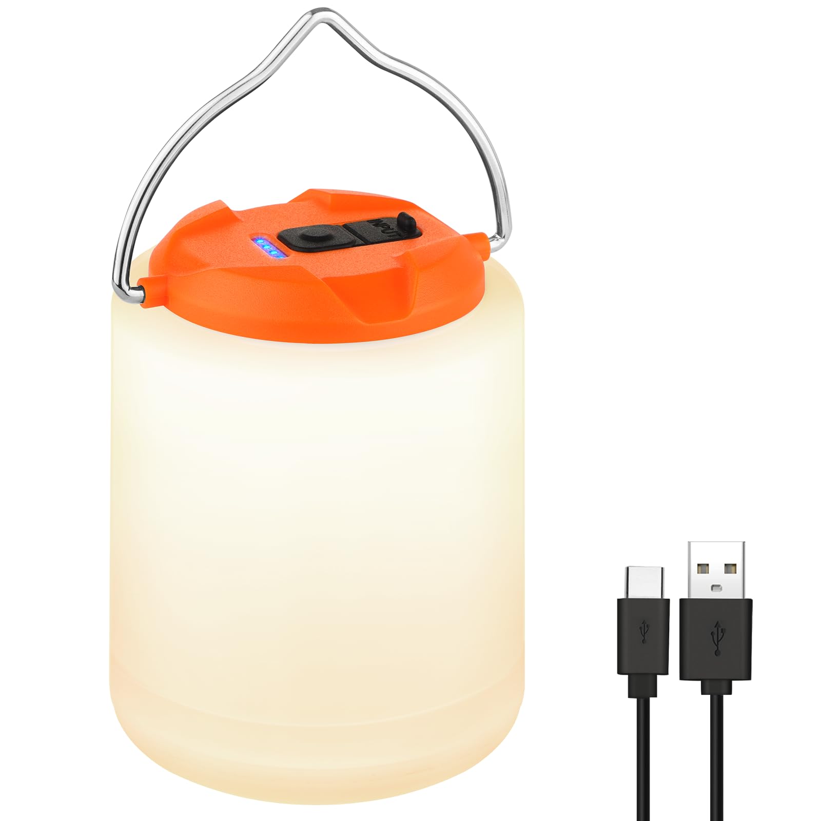 BOBKID LED Camping Lantern, 1000LM, Rechargeable, Water Resistant, Model XQ-Y11, Orange