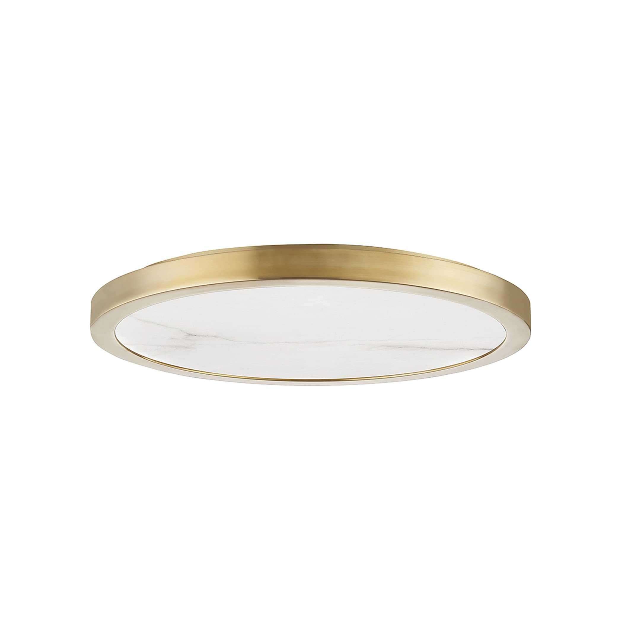 Hudson Valley Lighting Woodhaven - 18 LED Flush Mount - Aged Brass Finish - White Spanish Alabaster