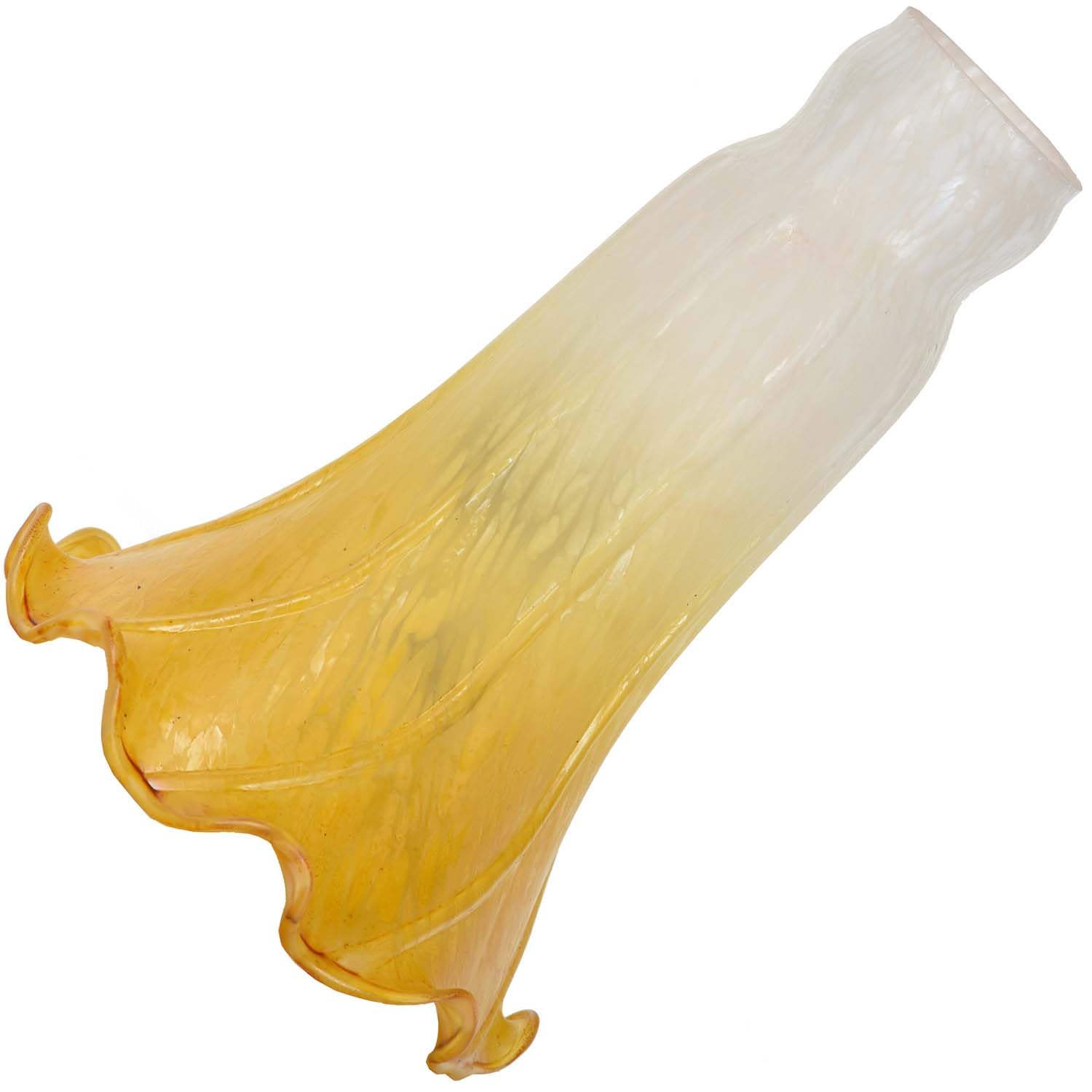 Bieye LS07 Lily Flower Blown Glass Lampshade (White Yellow, Opening I.D. 1.26'' x O.D. 1.5'')