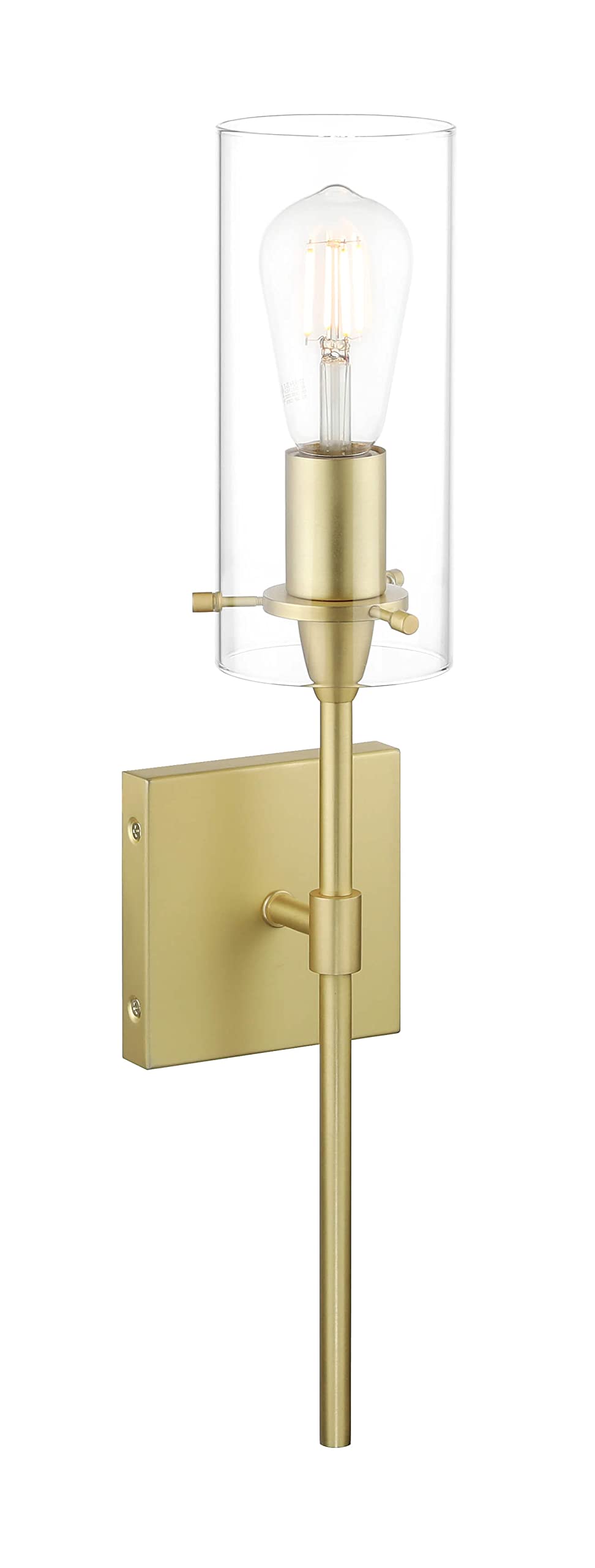 Xinbei Lighting Gold Wall Sconce Modern Single Bathroom Sconce Light With Clear Glass Brass Wall Light Fixtures For Vanity & Liv