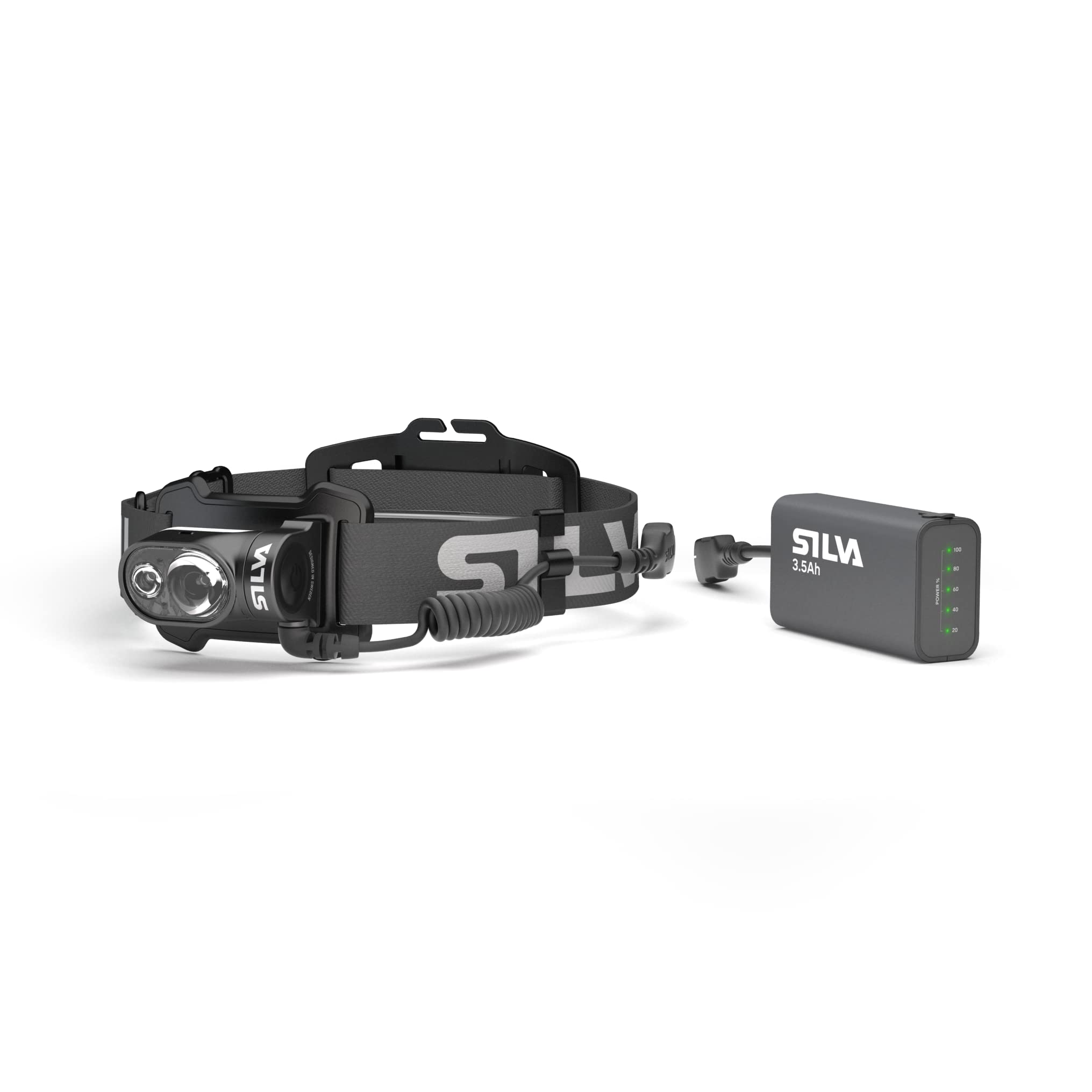 Silva Cross Trail 7XT-600 Black/Grey Battery Powered Flashlight with 3.5Ah Slim and Lightweight Battery, Intelligent Light and F