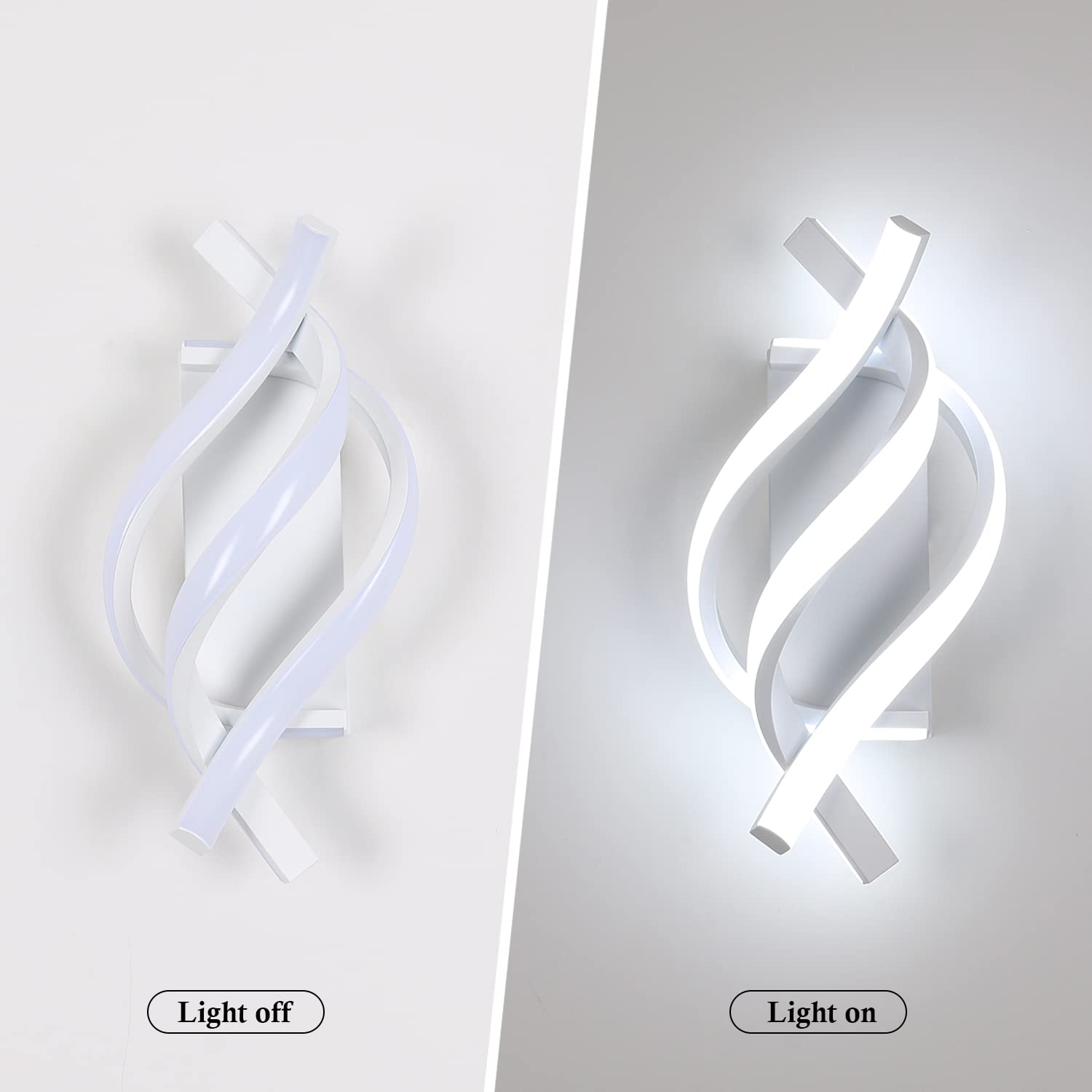 Delipop Spiral Led Wall Sconce, 6500K Cool White Acrylic Light For Bedroom, Bathroom, Living Room