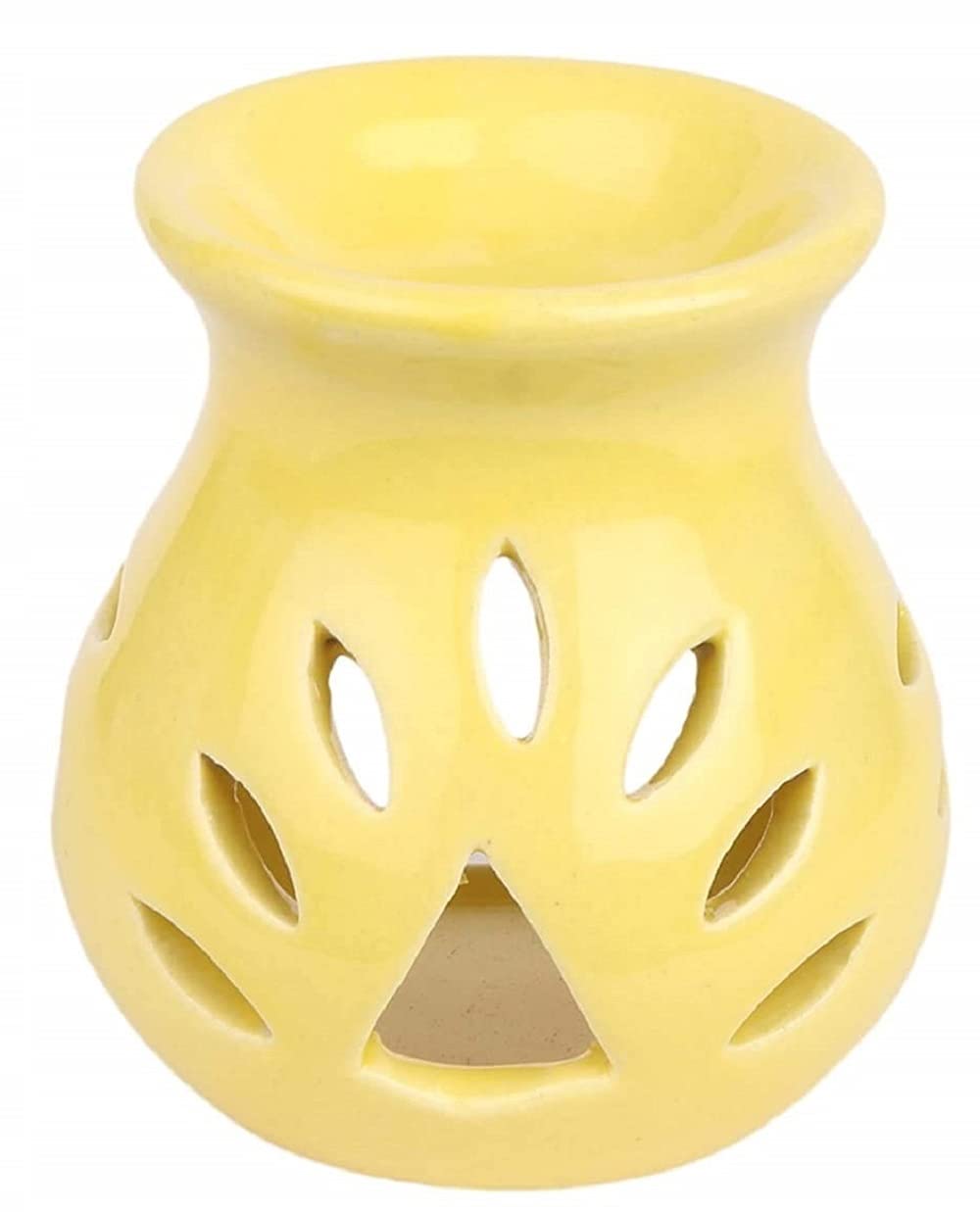 Mkd2 Rise Ceramic Clay Candle Operated Aroma Diffuser Oil Burner Lamp (Yellow & Black) -Set of 2 for Fragrance
