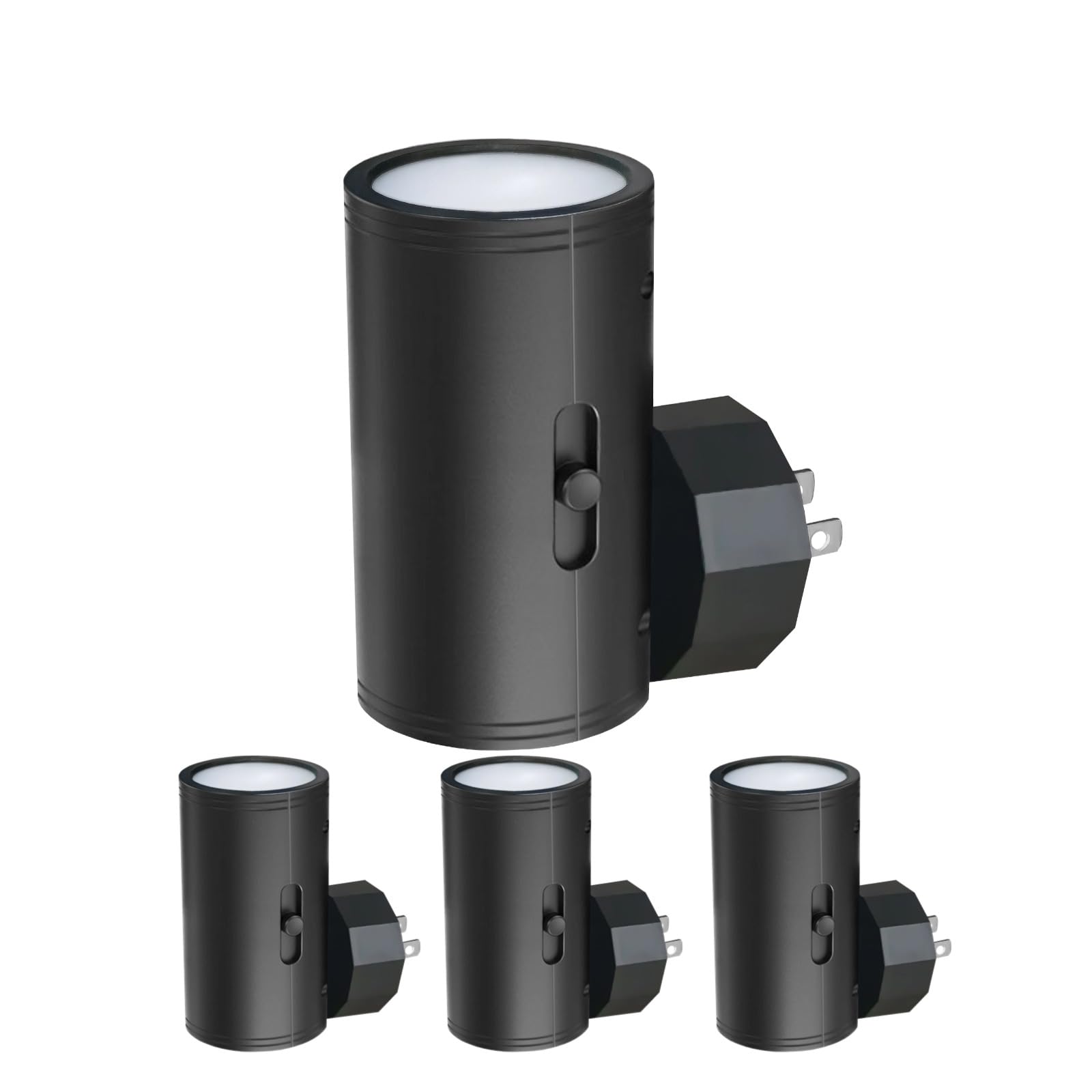 T ES LED Night Light Plug-in, Dusk to Dawn Sensor, Adjustable Brightness 5-300LM, Black, 3000K Soft White, Model TS-N4