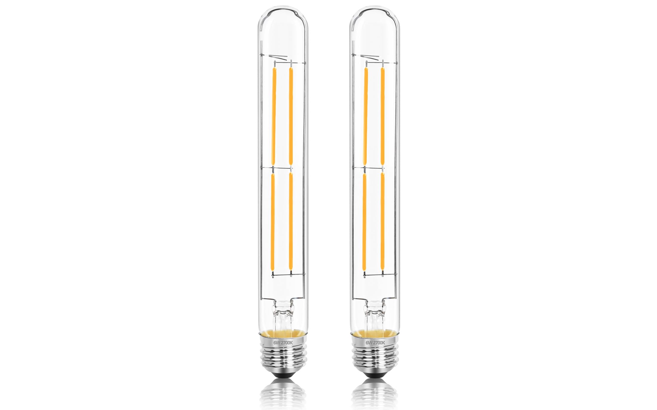 NOVELUX LED Light Bulbs E26 Base 6W 800LM 2700K Soft White Glass Vintage Edison 9 Inch Dimmable - 2 Pack