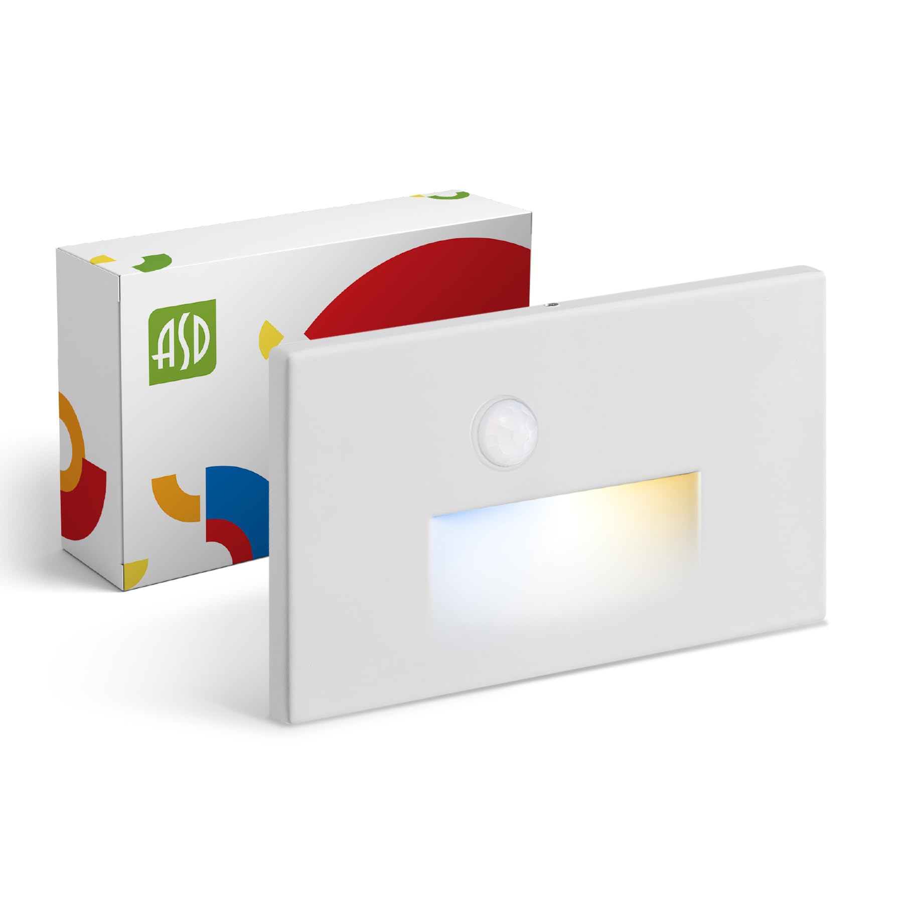ASD LED Recessed Step Light Fixture, 3W 120LM, 3000K-5000K, Motion Sensor, Waterproof, White, 4.75 Inch, Model A