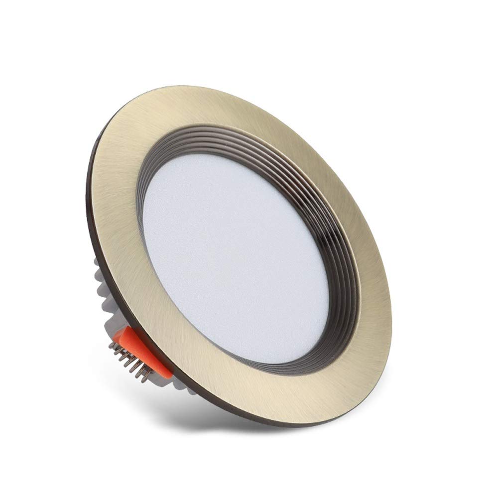 OZZKI Recessed Brushed Bronze Round Downlight Recessed Ceiling Light Fixture 75mm Cut Hole No Flicker Energy Saving LED Spot Lig