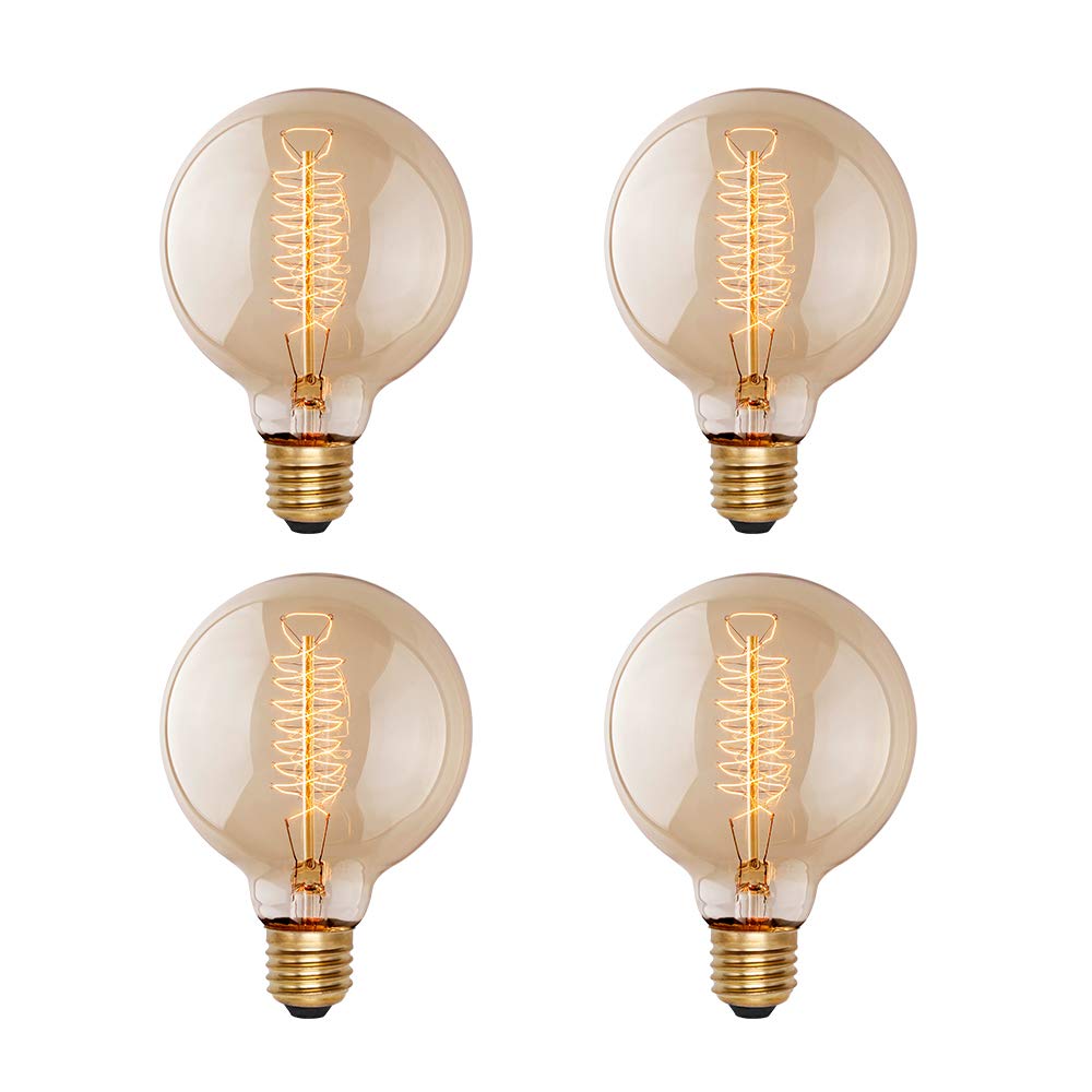 Runquiz G25(G80) Globe Bulb Edison Light Bulbs, 60W Retro Incandescent Bulb, E26 Medium Base, 240 Lumens 2100K Warm White, Dimma