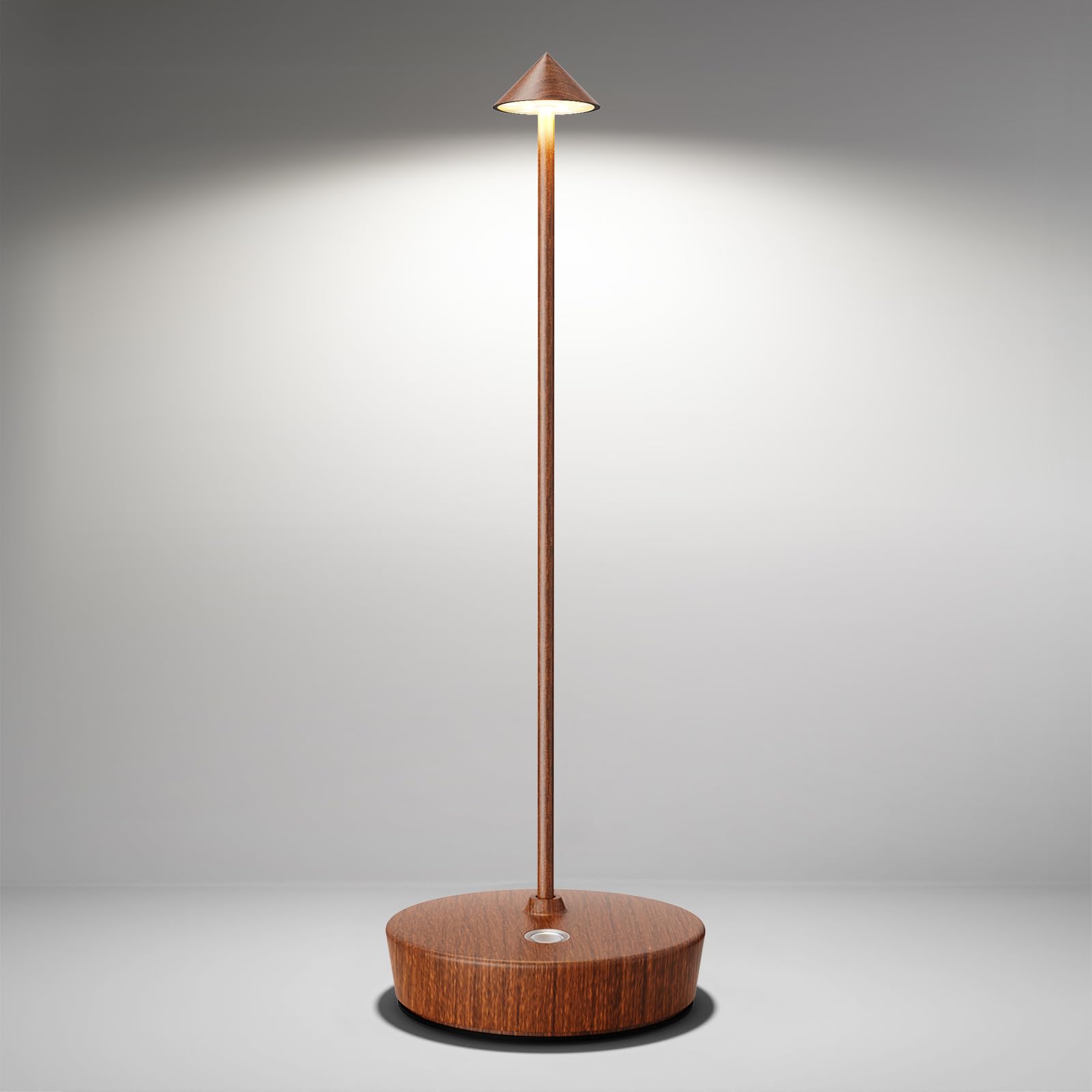 SHANGCAI Cordless LED Table Lamp, 6000mAh Battery, Waterproof, Touch Dimmable, Wood Grain, Model SC-X12-Wood