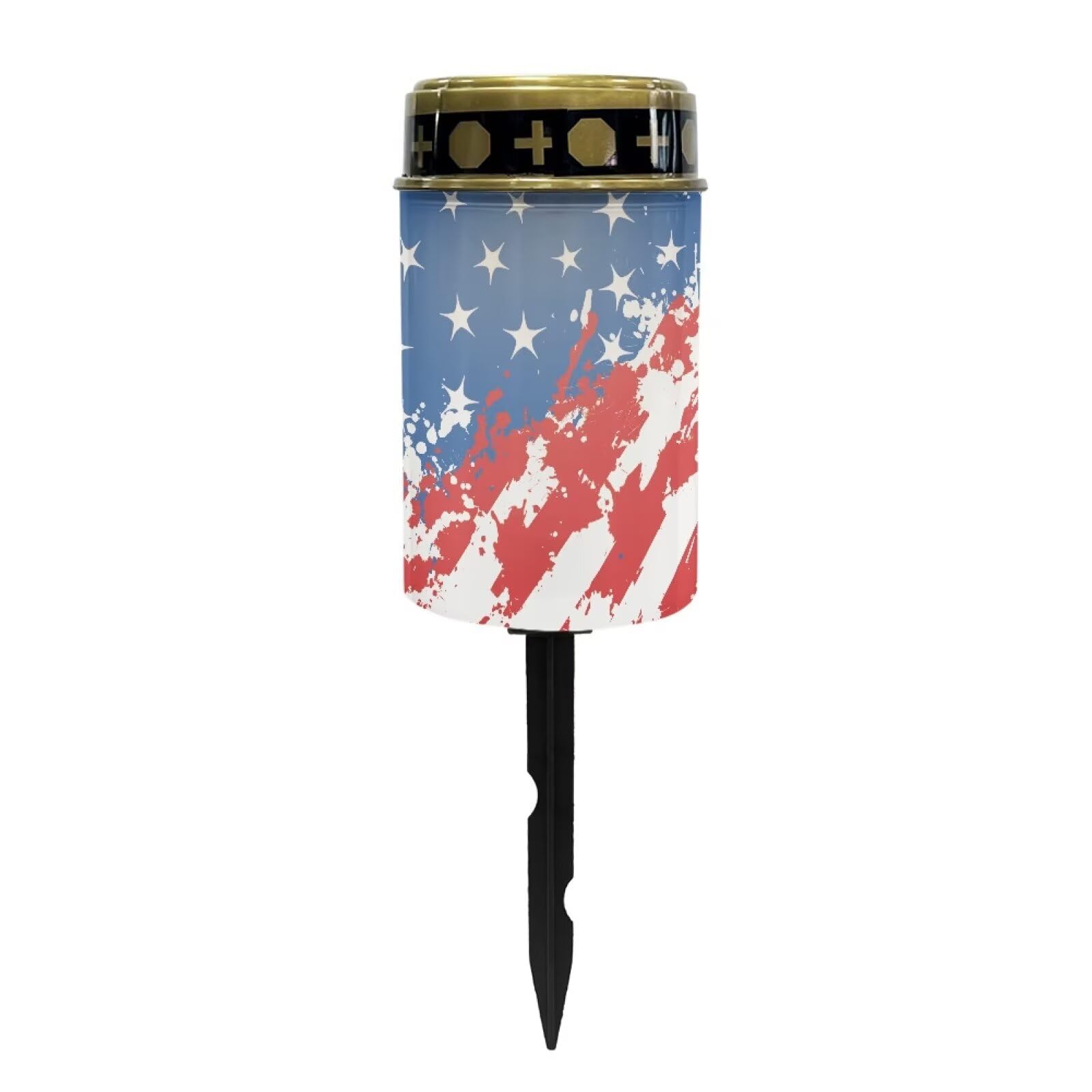 Psesaysky Outdoor Garden Solar Lights American Flag Waterproof Solar Powered Lights Multipurpose Memorial Cemetery Decorations