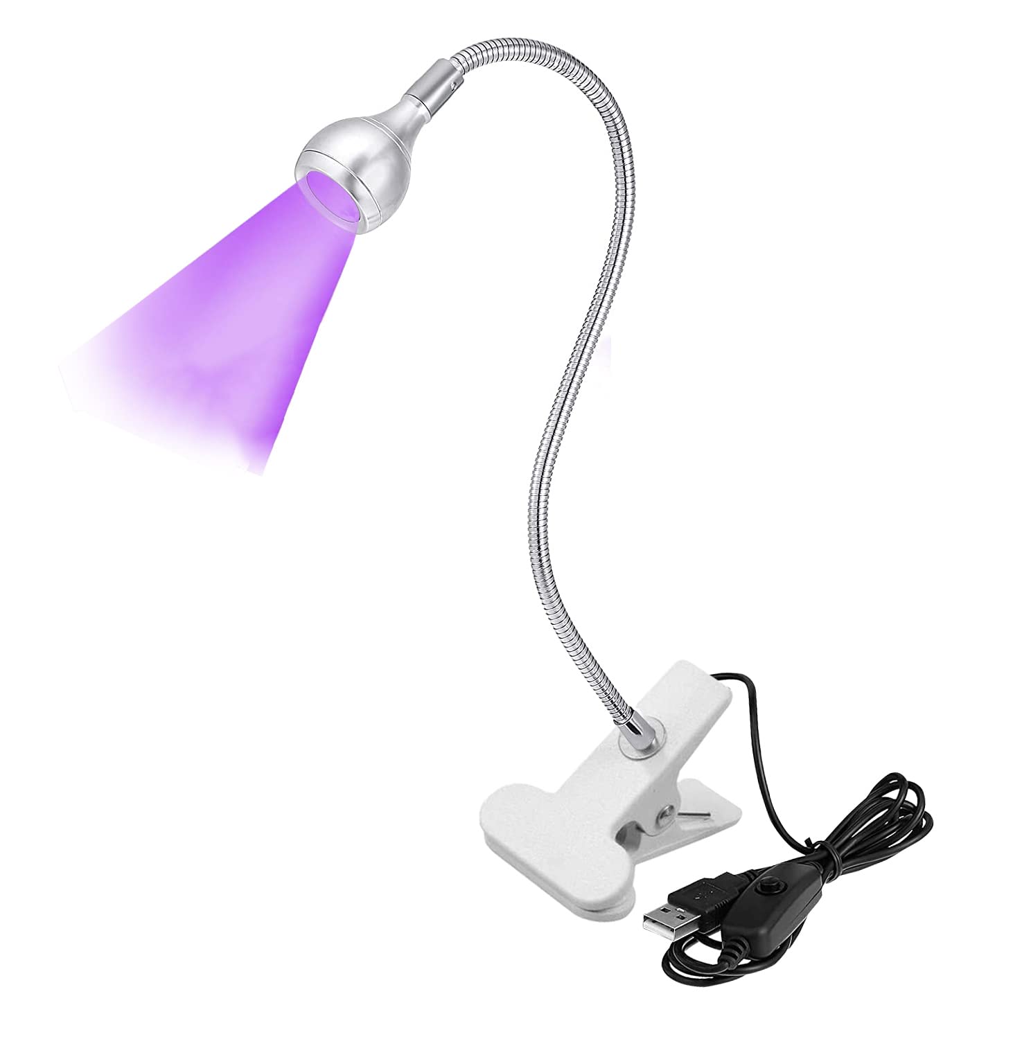 Meitawilltion 3W Uv Led Desk Light Flexible Gooseneck And Clamp Mini Desk Light With Switch Portable Glue Curing Lamp Light For Mobile Repair Silver