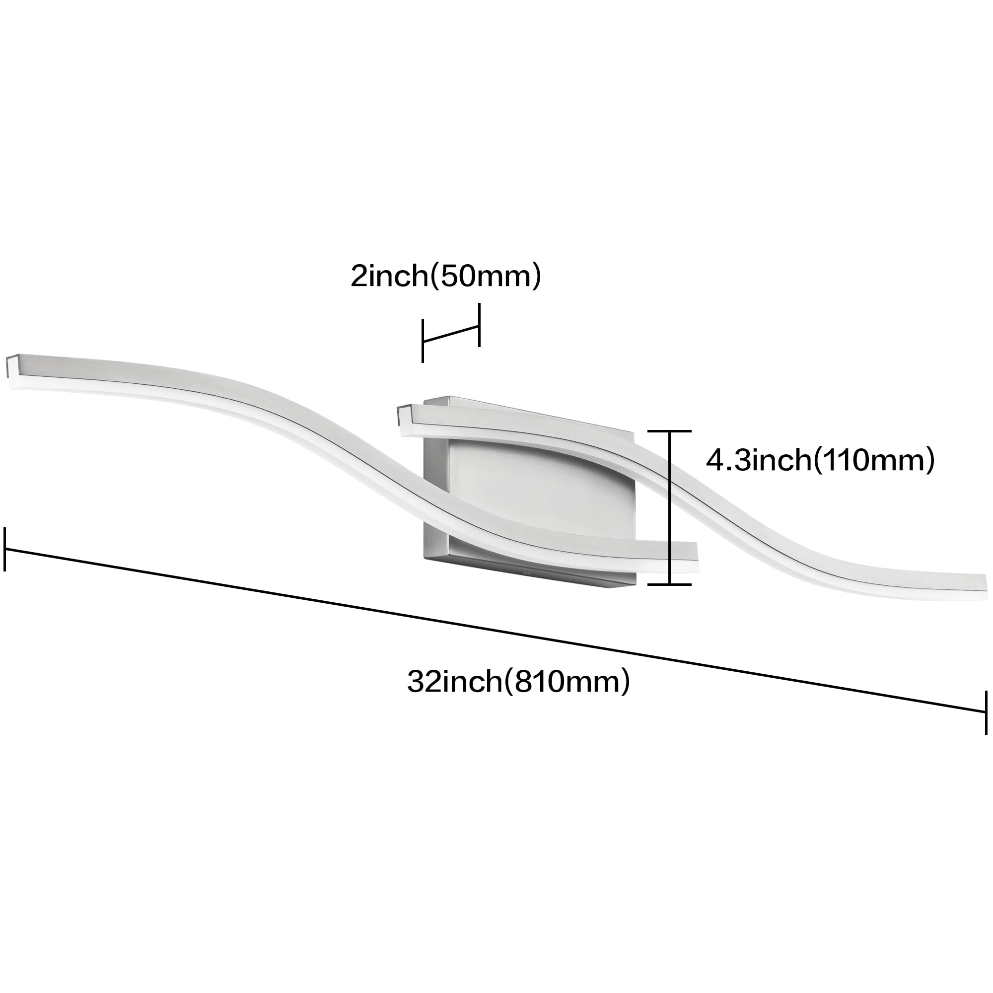 Presde 32In Dimmable Led Bathroom Light Fixtures Over Mirror,Modern Vanity Light For Bathroom,Brushed Nickel Bath Wall Mount Lig