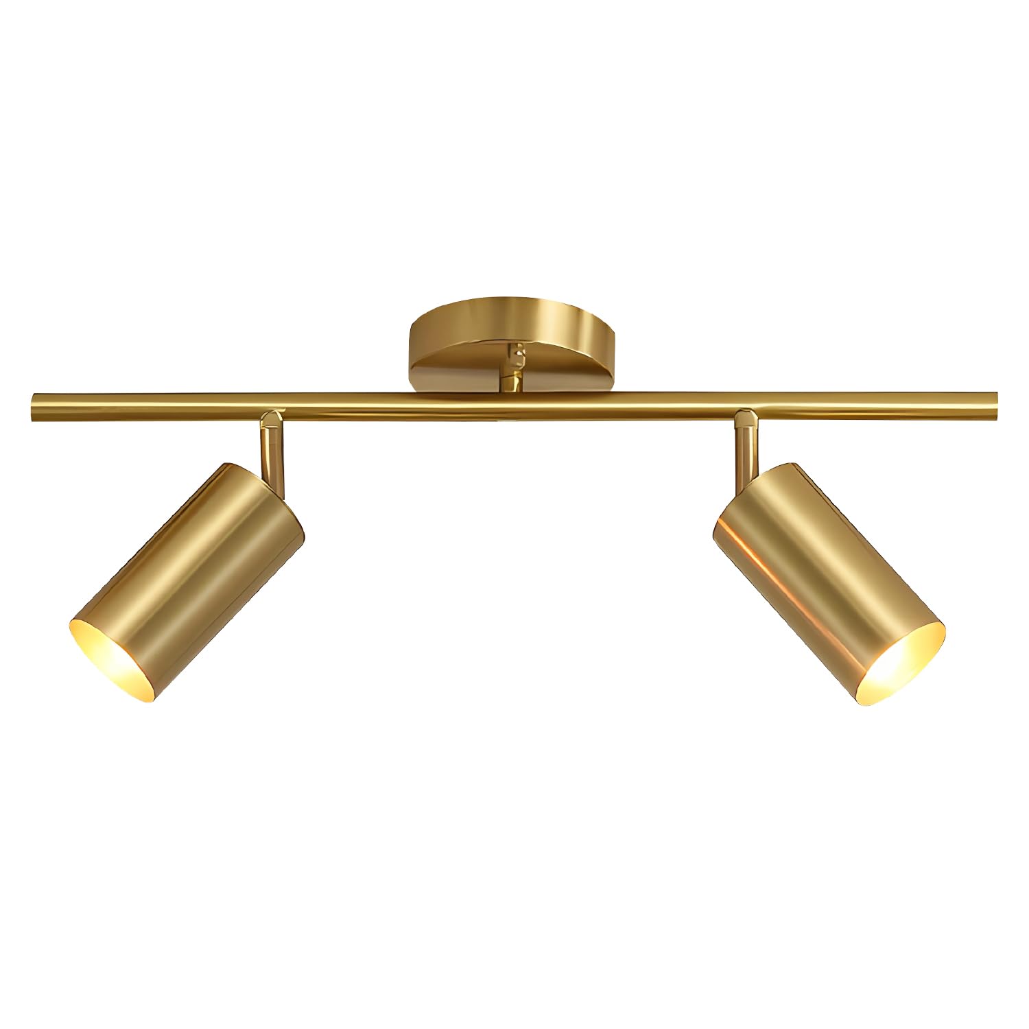 Bokt Mid Century Modern 2-Lights Led Track Lighting Kit, Gold Flush Mount, Adjustable Angle, Brushed Brass, Model Df-B6Yv-C8Ci-2