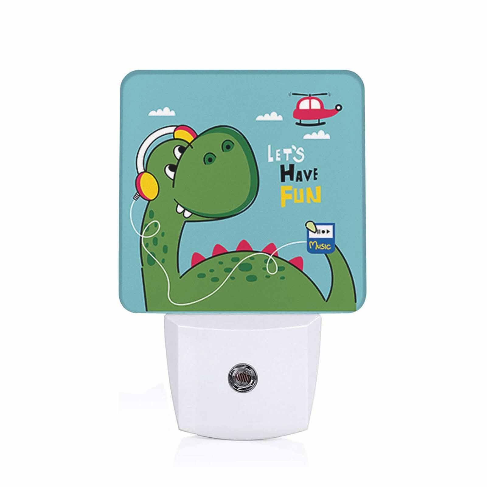 LED Night Light,Dinosaur Listen Music Funny Animal Cartoon LED Night Light Plug into Wall with Dusk to Dawn Light Sensor Energy 