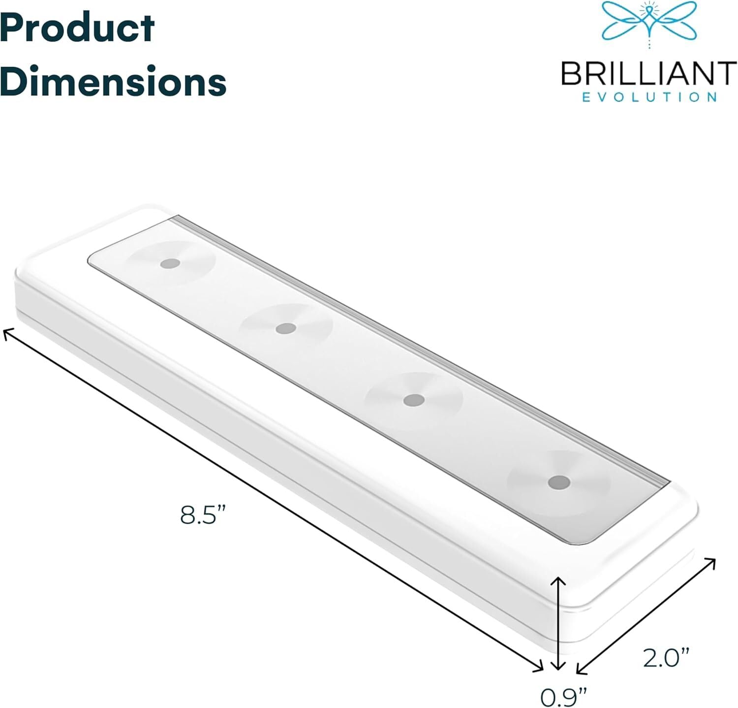 Brilliant Evolution Wireless Touch Lights - 80 Lumens, Warm White, Battery-Powered LED Under Cabinet Lighting, 2 Pack, Model BRRC120IR2