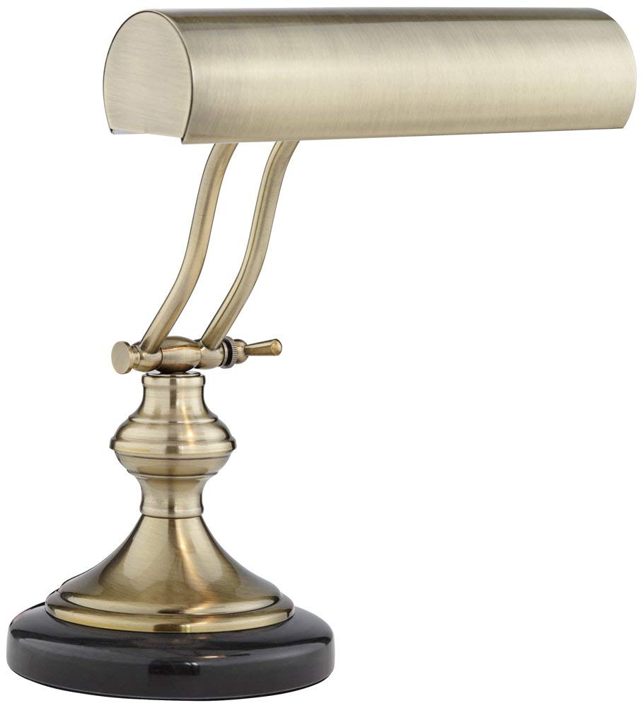 Regency Hill Banker Desk Lamp - 12in High, Antique Brass, Metal Shade, Adjustable Arm, Ideal for Living Room, Bedroom, Home Office