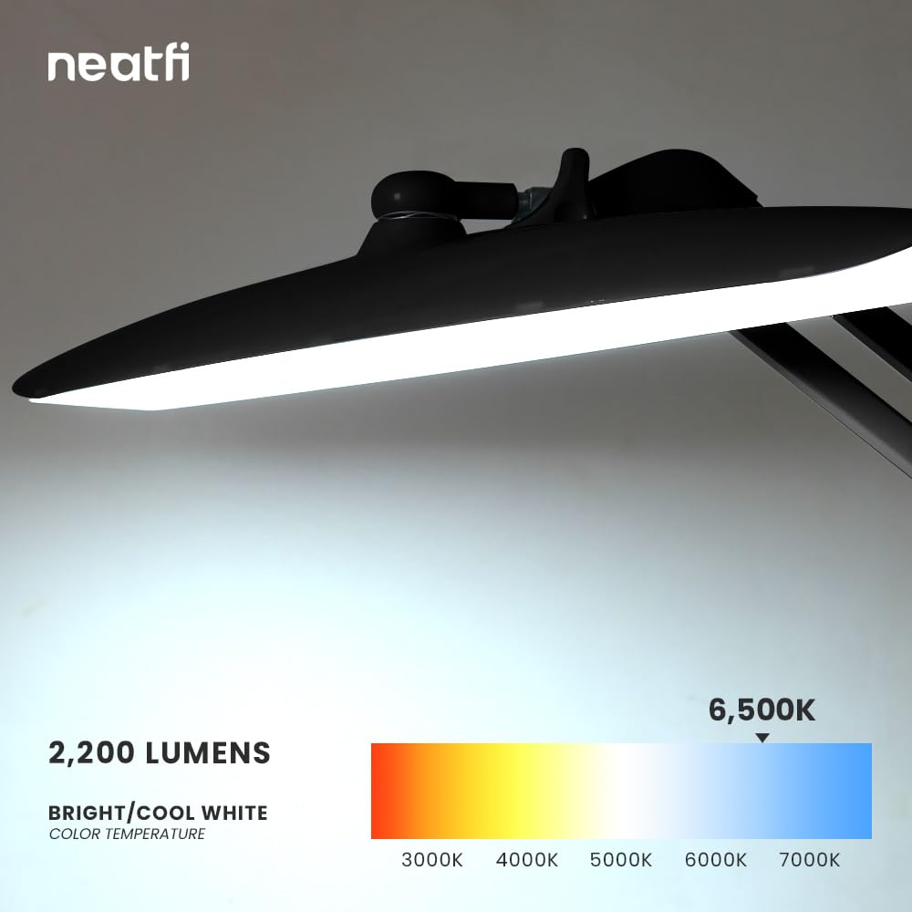 Neatfi Xl 2,200 Lumens Led Task Lamp, 24W, 117 Pcs Smd Led, 4 Level Brightness, Dimmable, Desk Light For Home, Office, Workbench