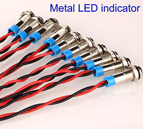 Gebildet 10pcs LED Metal Indicator Light - 6mm Waterproof Signal Lamp for AC/DC 12-24V, Multicolored, Suitable for Car, Truck, Boat