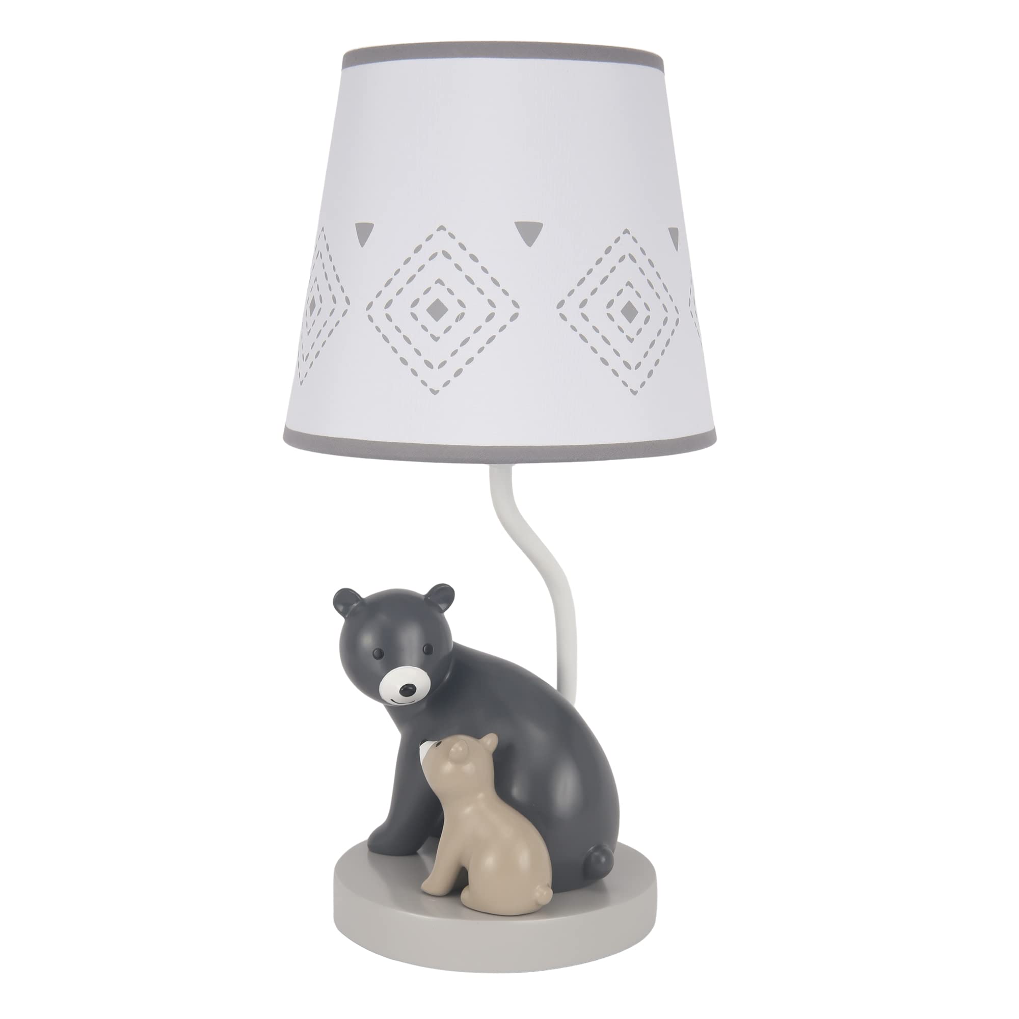 Lambs & Ivy Woodland Forest Gray Bears Nursery Lamp With Shade & Bulb