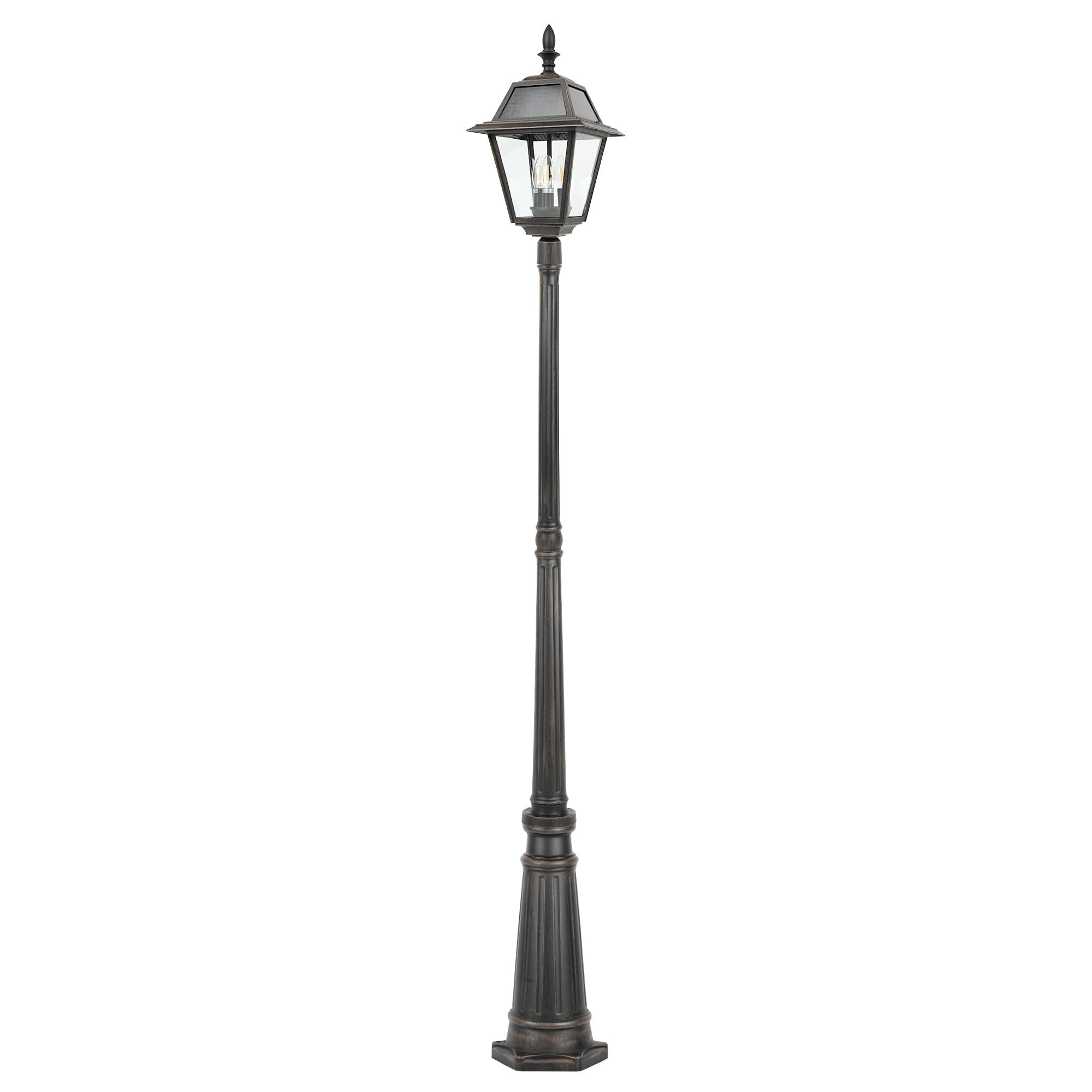 LUTEC Outdoor Solar Lamp Post Light, 300LM Waterproof, Aluminum, Brown, Dusk to Dawn for Garden, Patio, Yard