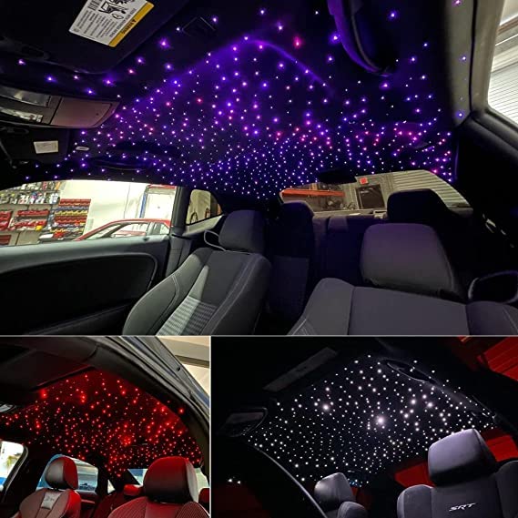 Amki High Brightness 32W Twinkle Fiber Optic Lights Starlight Headliner Kit 800Pcs 0.03In+0.04In+0.06In 16.4Ft Fibers Rgbw Sound