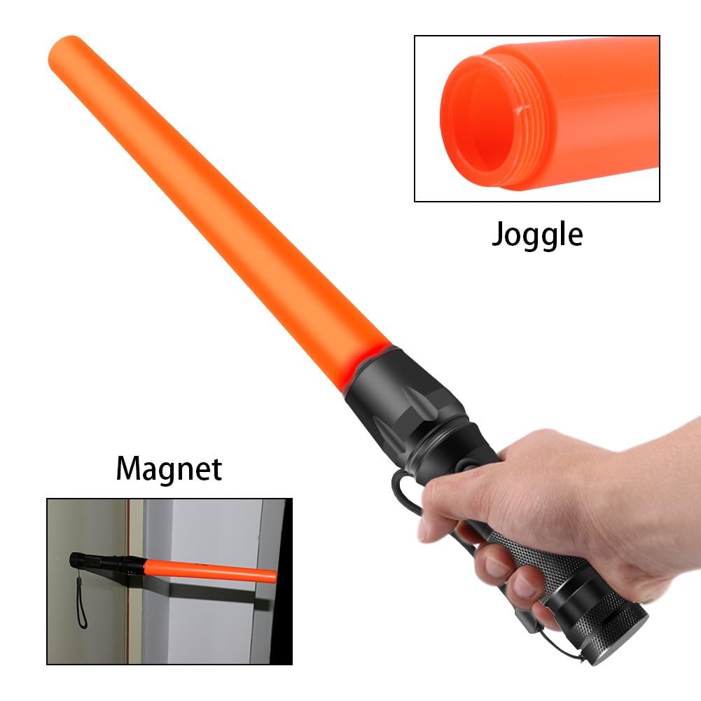 Jowbeam 16 Inch Traffic Wand Small Orange Led Safety Signal Wand Work Light Flashlight With Cone Flashing Modes,Wrist Strap Lanyard,Using 3 Aaa Batteries(Not Included) A200 (2 Packs)