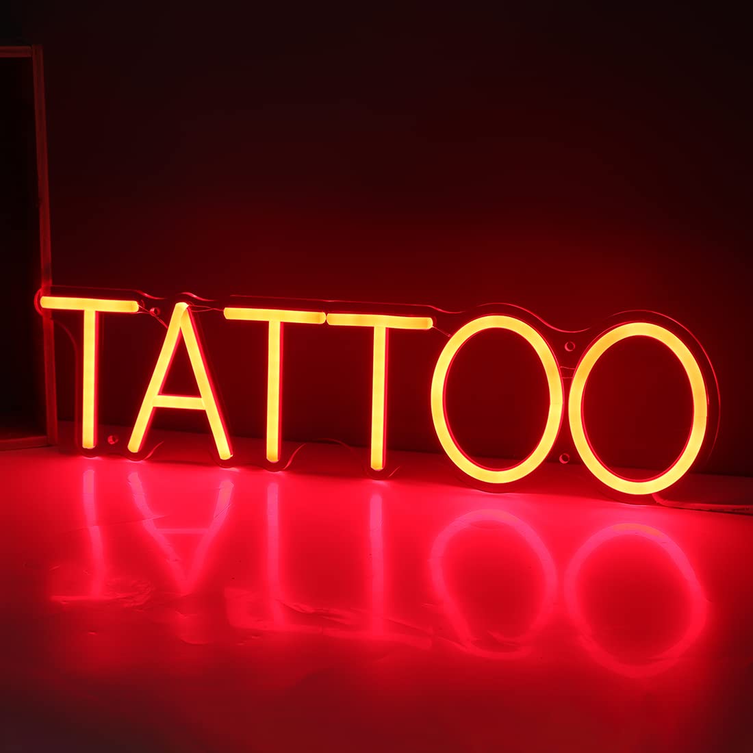 Britrio Neon Light Wall Sign for Tattoo Salon, 15.75x4.17 inches, Horizontal Red, Acrylic, USB Powered, Fun Wall Art Decor