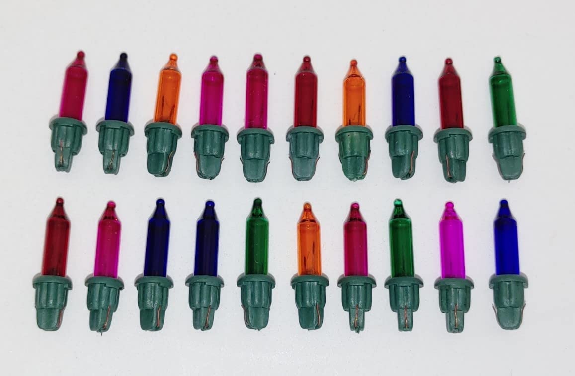 JL Missouri Glass Incandescent Christmas Light Bulbs, 20 Count, Multi-Assorted Colors, 2.5 Volt, 0.425 Watt Replacement Tree Lights