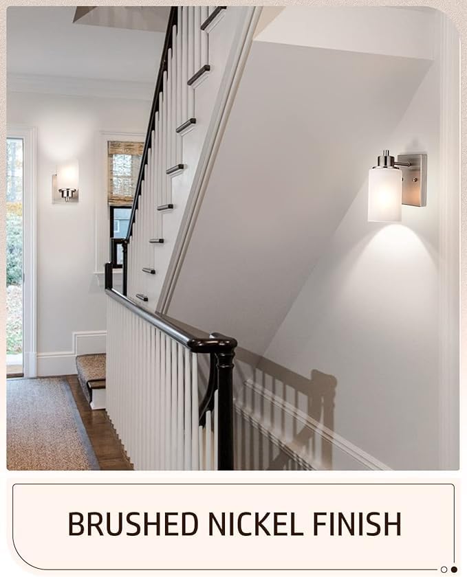 3 Pack Modern Bath Vanity Light Fixture 1-Light, Indoor Bathroom Wall Sconces For Living Room, Porch, Bedside, Brushed Nickel Fi