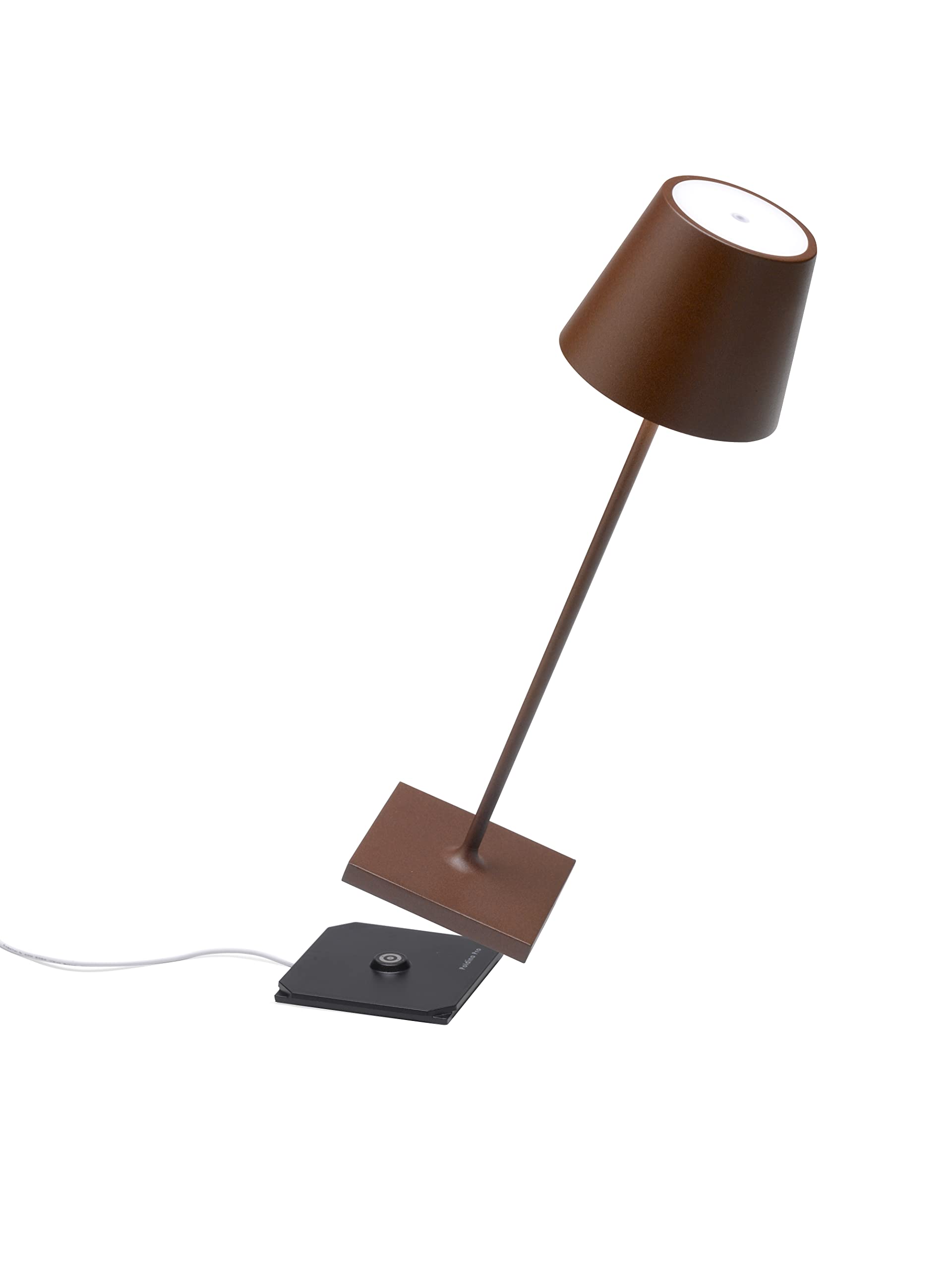 Zafferano Poldina Pro Lamp Rechargeable Cordless Table Lamp Rust 14.9in Aluminum Dimmer 2200-3000K Model LD0340R4