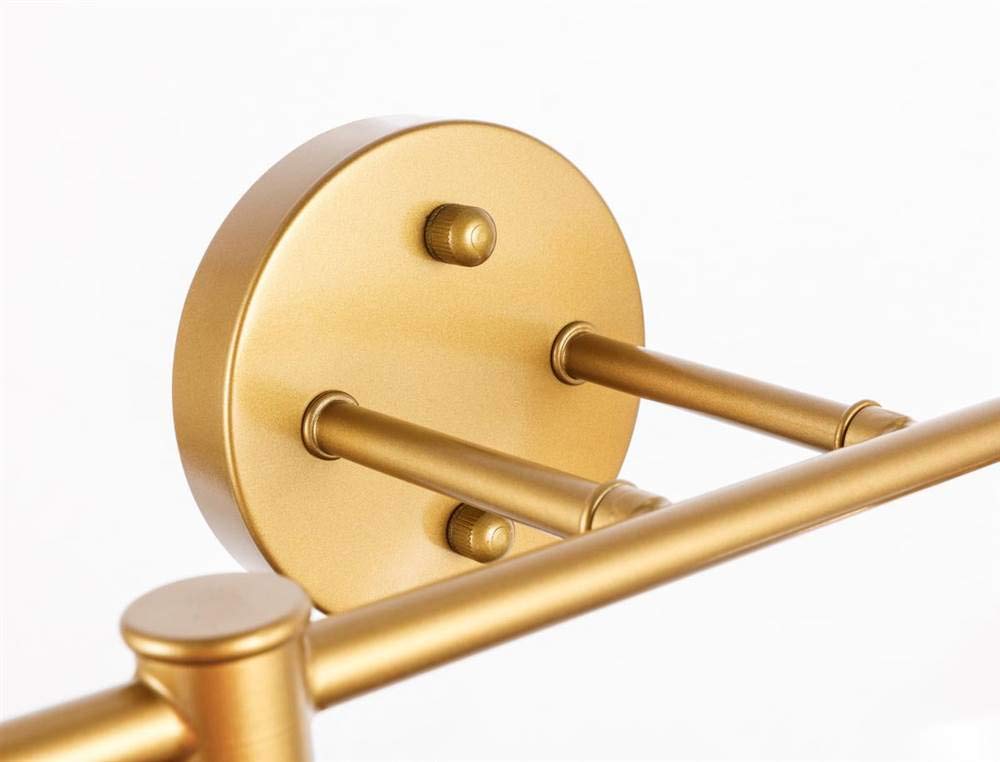 Living District Gene Industrial Mid-Century Modern 4 Light Entryway and Bathroom Wall Sconce in Brass and Clear Glass