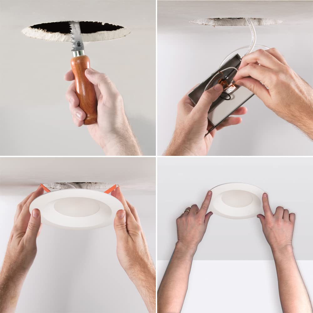 Halo Ltb 6-Inch Selectable Cct (3000K-5000K) Integrated Led, White Recessed Light, Dimmable Retrofit Trim