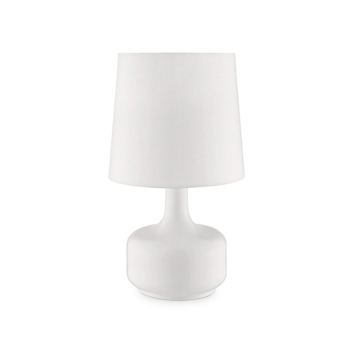 Ore Modern Mid-Century Touch Table Lamp, 17.25&quot; Tall, Powder White, Metal Design