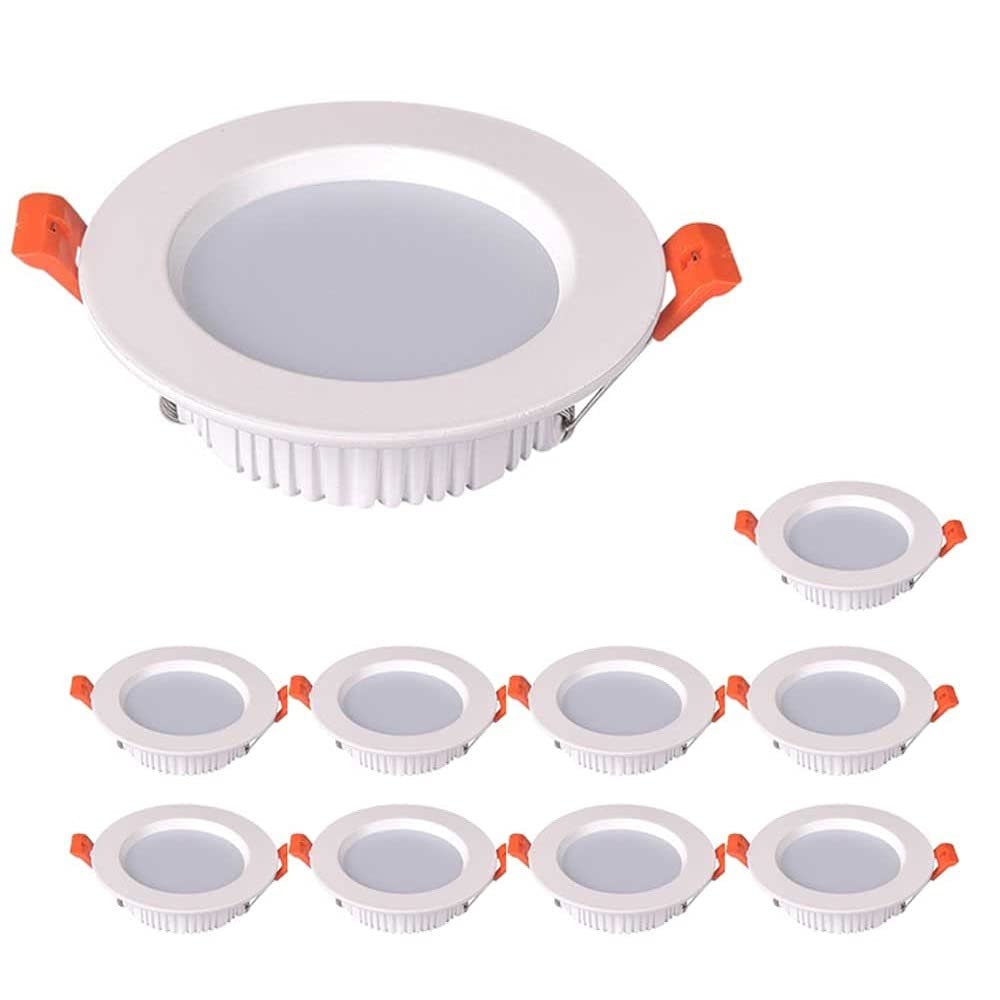 OZZKI Recessed Pack of 10, 85V-265V 5W LED Recessed Ceiling Light Round Aluminum Downlights Energy Saving Eye Protection Spotlig