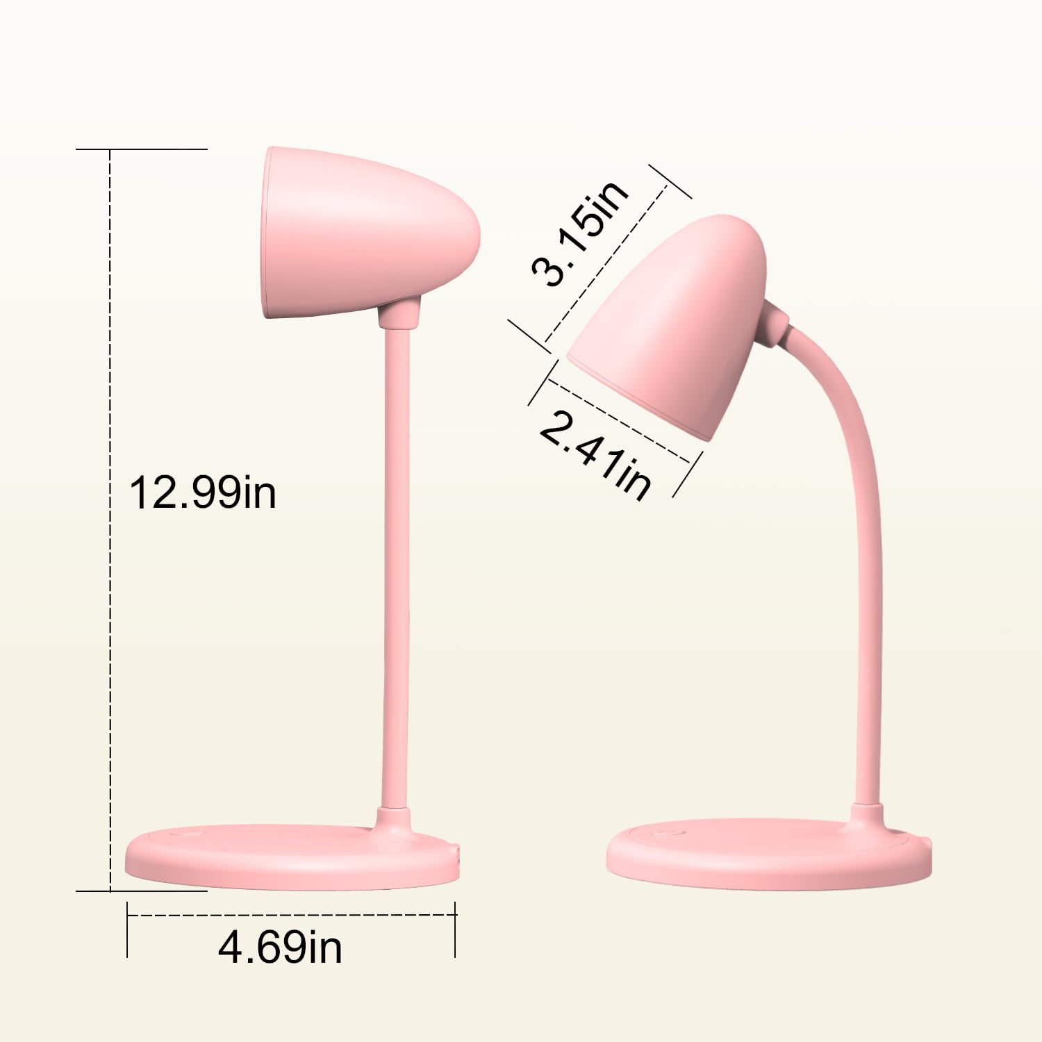 RORENSE LED Desk Lamp, Dimmable, 3 Light Colors, Small, Pink, Model L33, Gooseneck Design, Ideal for Home Office and Dorm Room