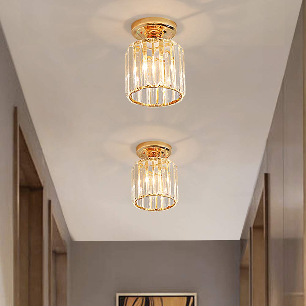 Frixchur Crystal Ceiling Light Mini Crystal Chandelier Modern Ceiling Lamp Close To Ceiling Lighting Fixture For Hallway Kitchen