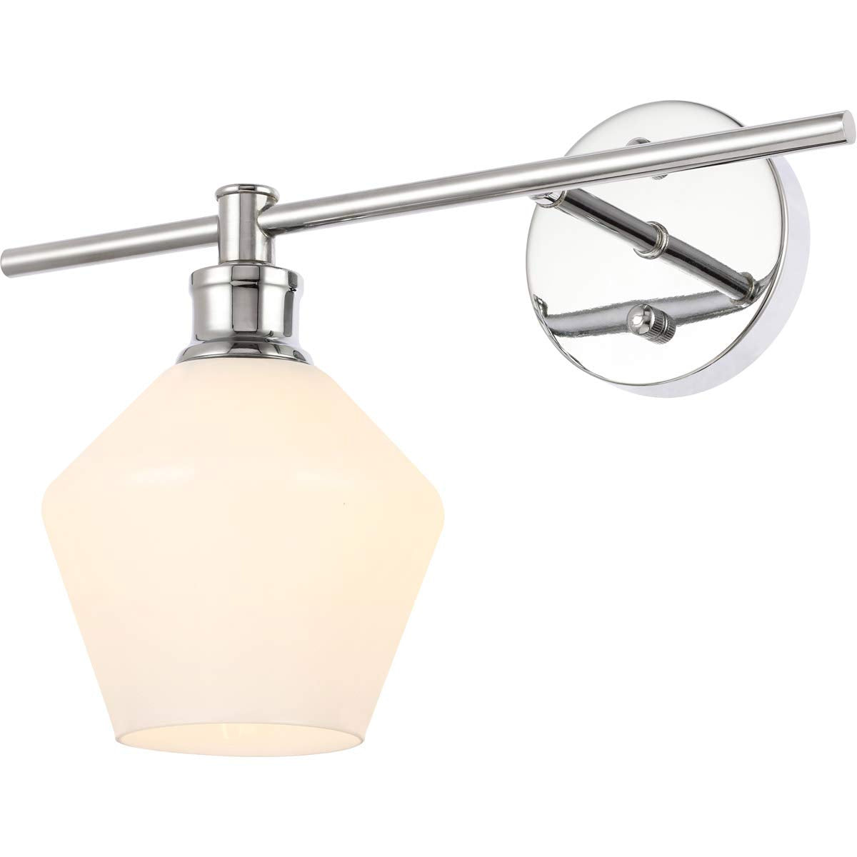 Living District Chrome Wall Sconce - Modern 1-Light Fixture With Frosted Glass, 14.7"L X 8"W X